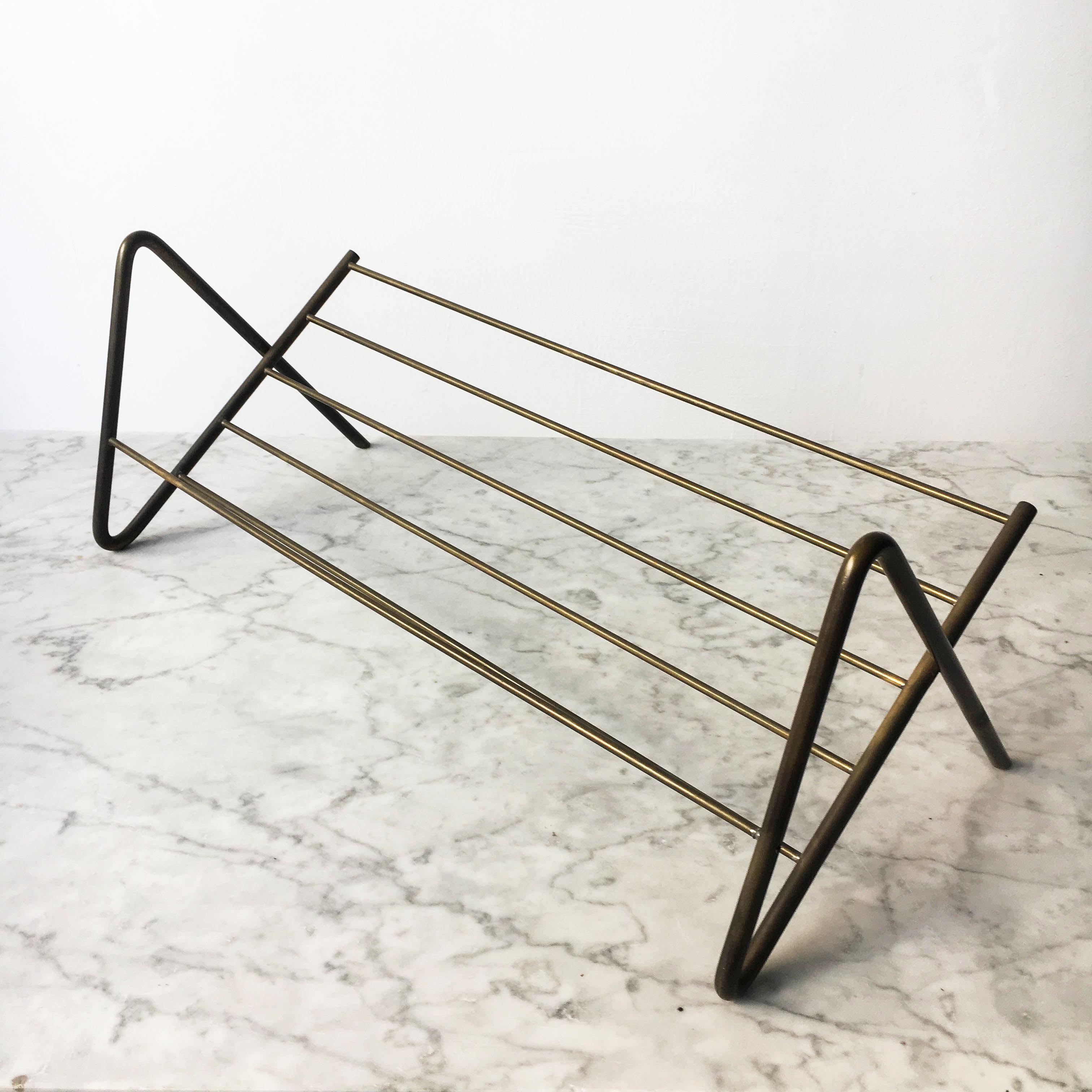 Mid-Century Modern Carl Auböck Modernist Book Stand, Brass, Austria, 1950s For Sale