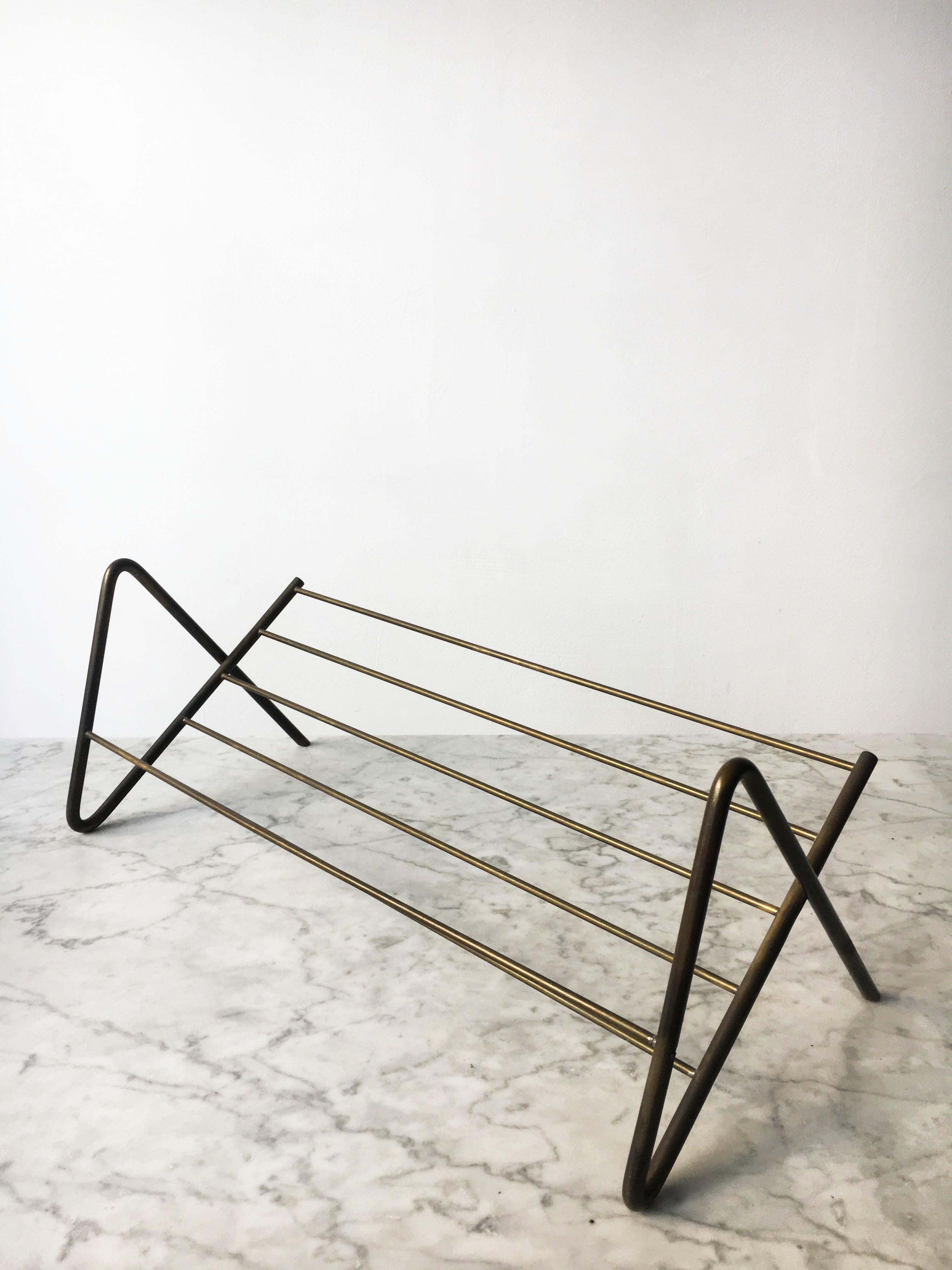 Austrian Carl Auböck Modernist Book Stand, Brass, Austria, 1950s For Sale