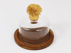 Carl Auböck Modernist Cheese Bell Walnut Board with Glass Dome, Austria, 1950s