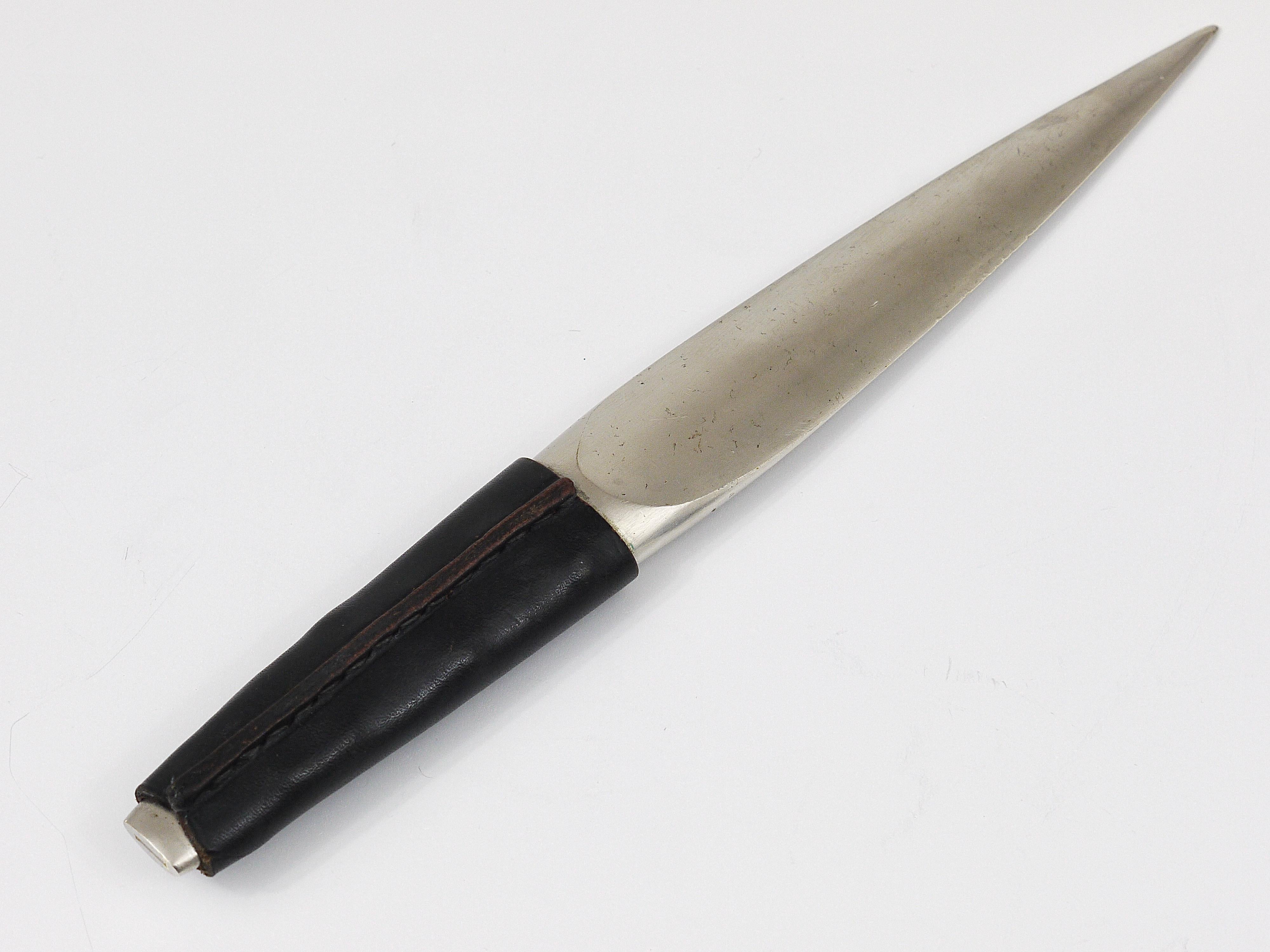 Carl Auböck Nickel-Plated Brass Leather Letter Opener, Paper Knife, 1950s 8