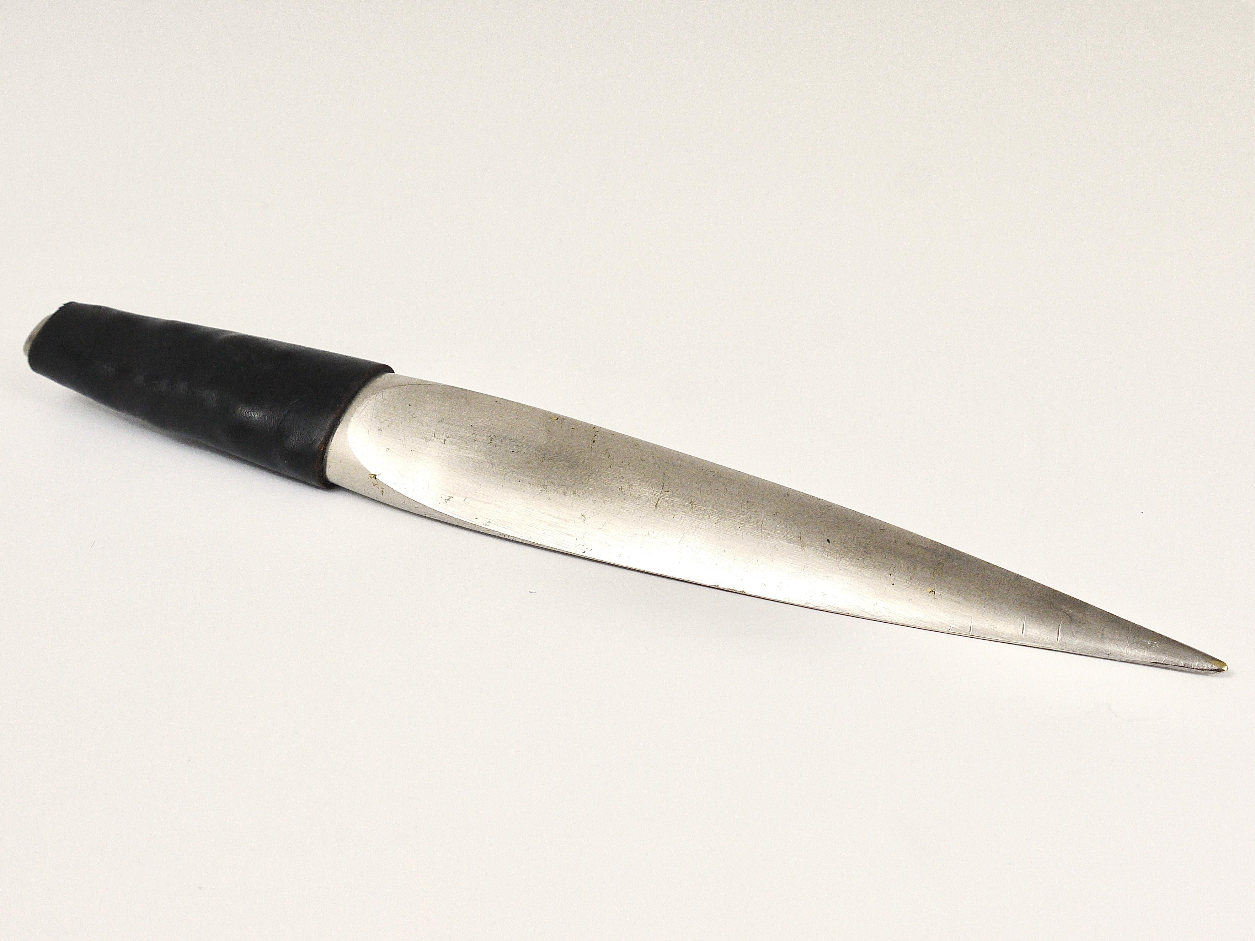 Carl Auböck Nickel-Plated Brass Leather Letter Opener, Paper Knife, 1950s In Good Condition In Vienna, AT