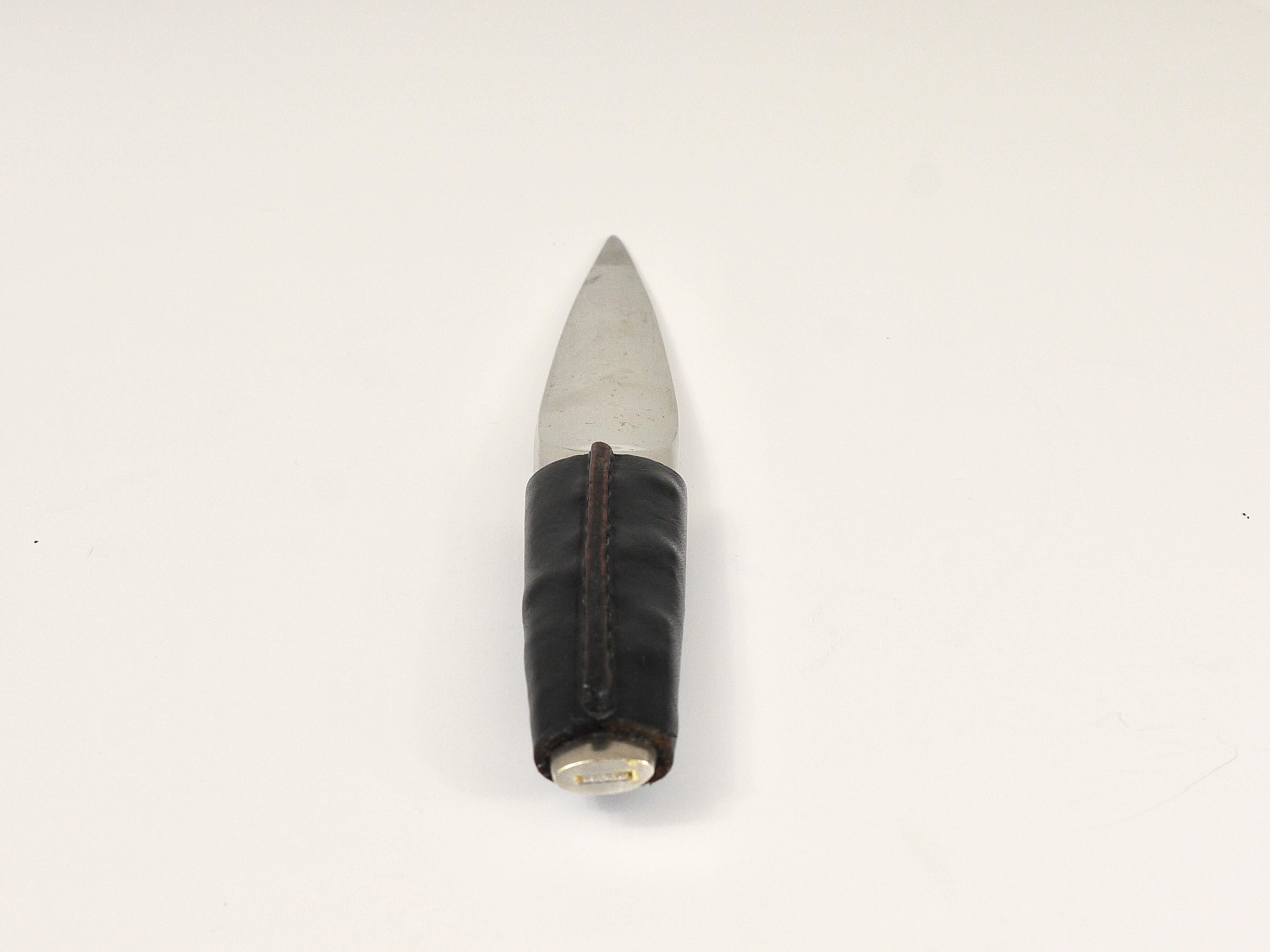 20th Century Carl Auböck Nickel-Plated Brass Leather Letter Opener, Paper Knife, 1950s