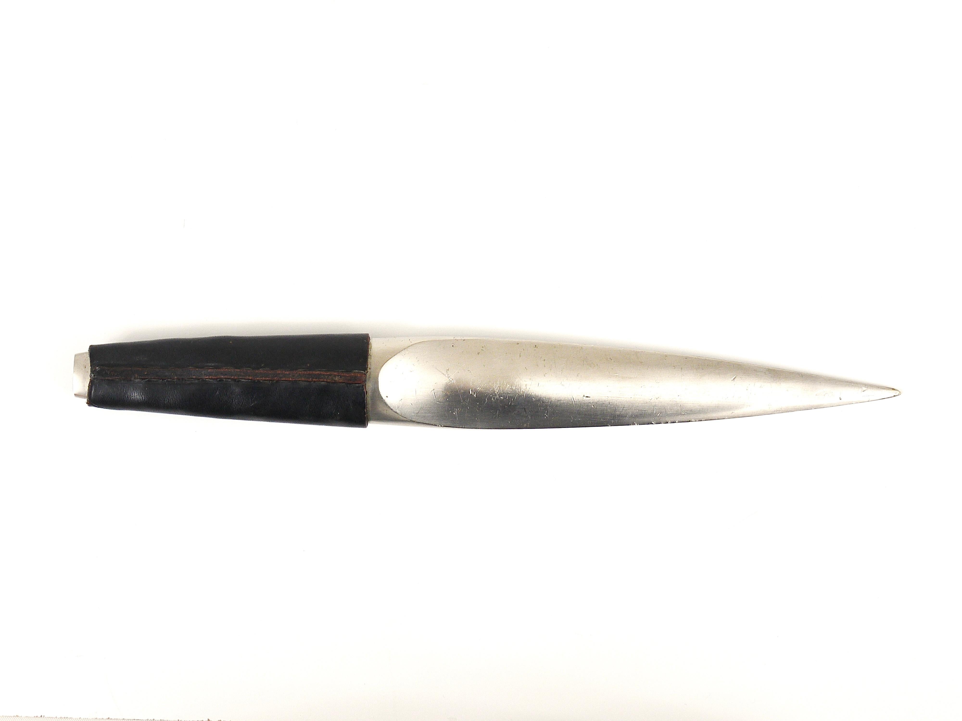 Carl Auböck Nickel-Plated Brass Leather Letter Opener, Paper Knife, 1950s 3