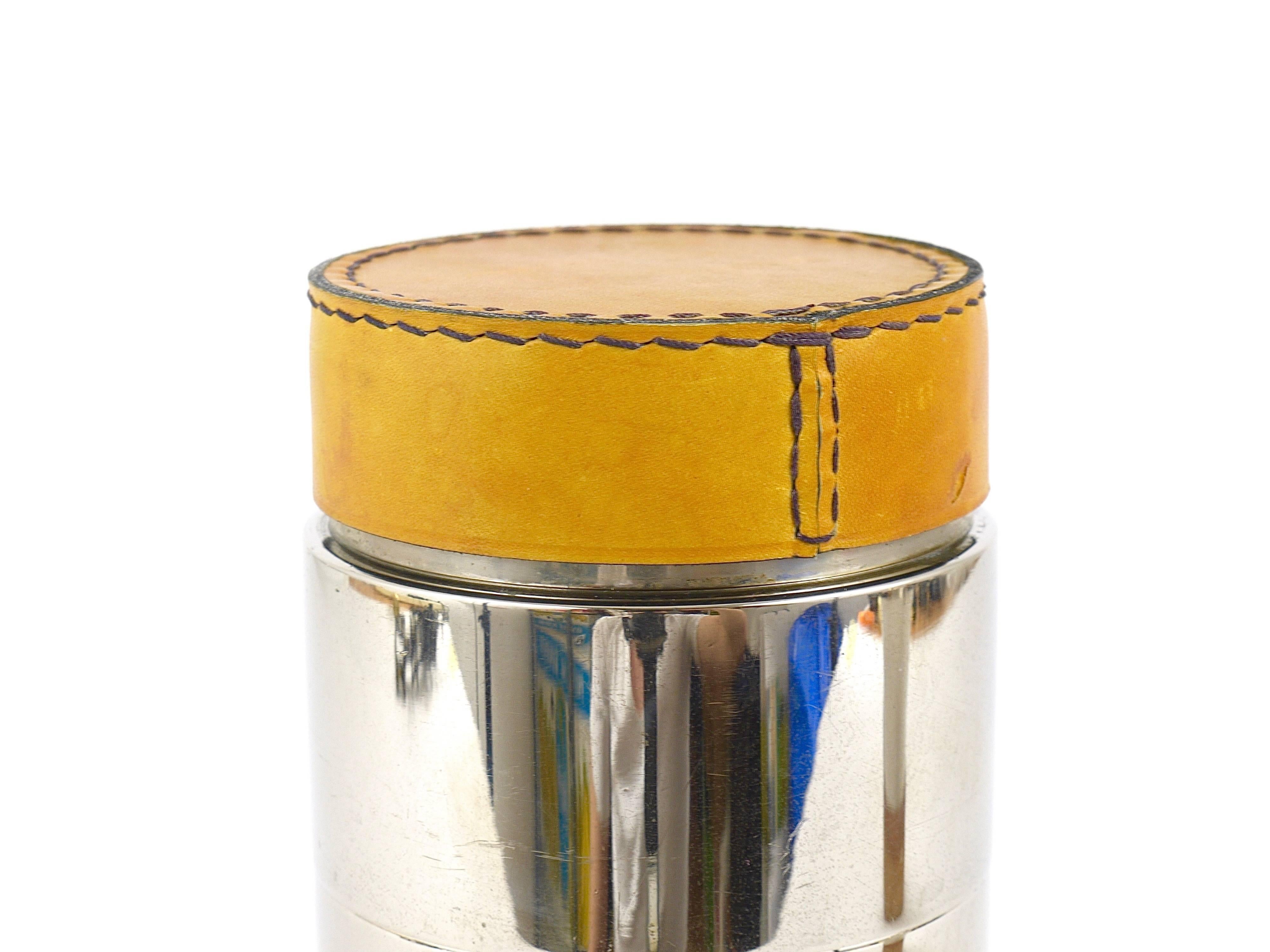 Carl Auböck Nickel-Plated Cocktail Shaker, Brass, Leather, Austria, 1950s 2