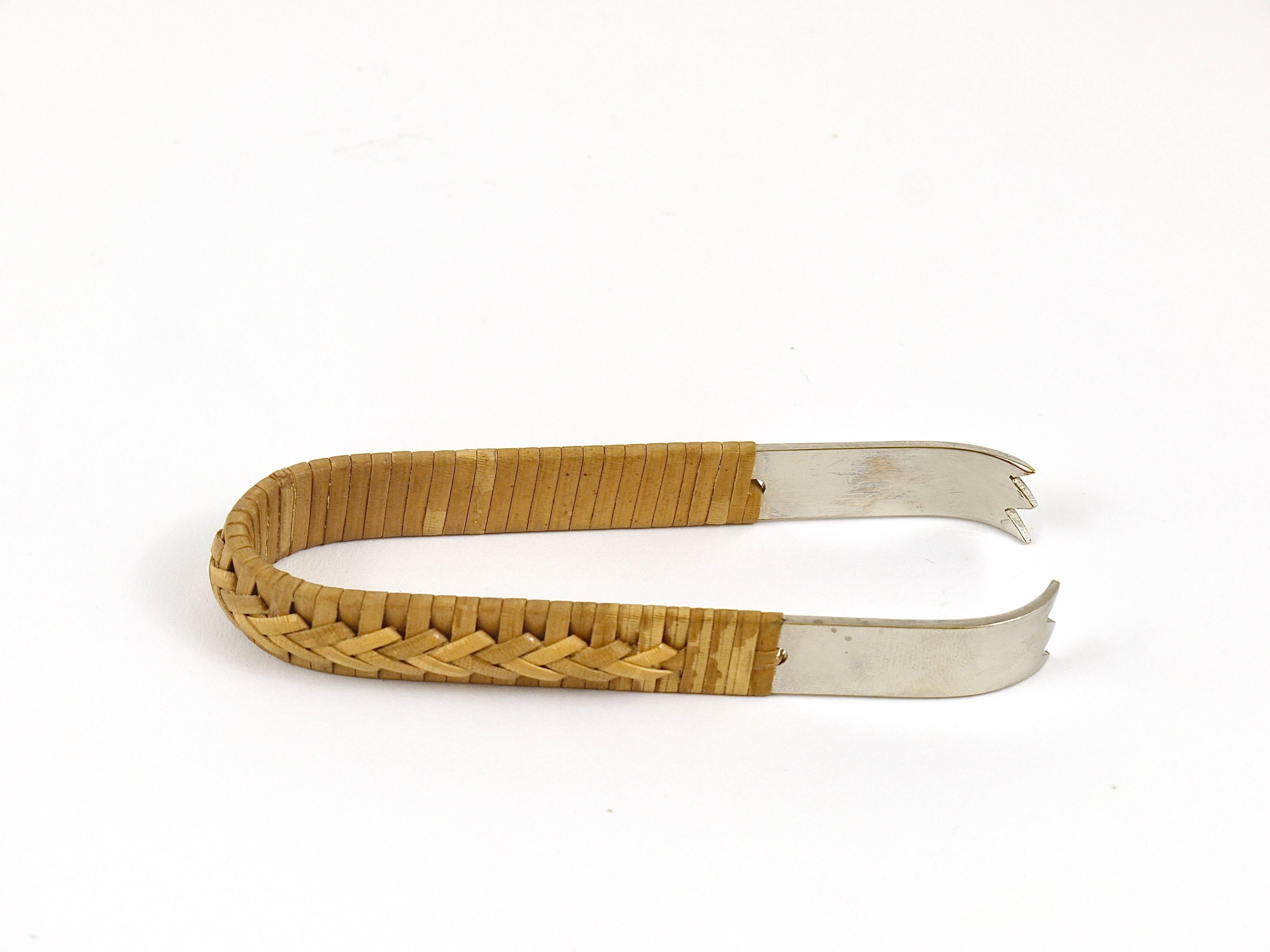 Carl Auböck Nickel-Plated Ice Bucket and Tongs, Brass, Austria, 1950s 4