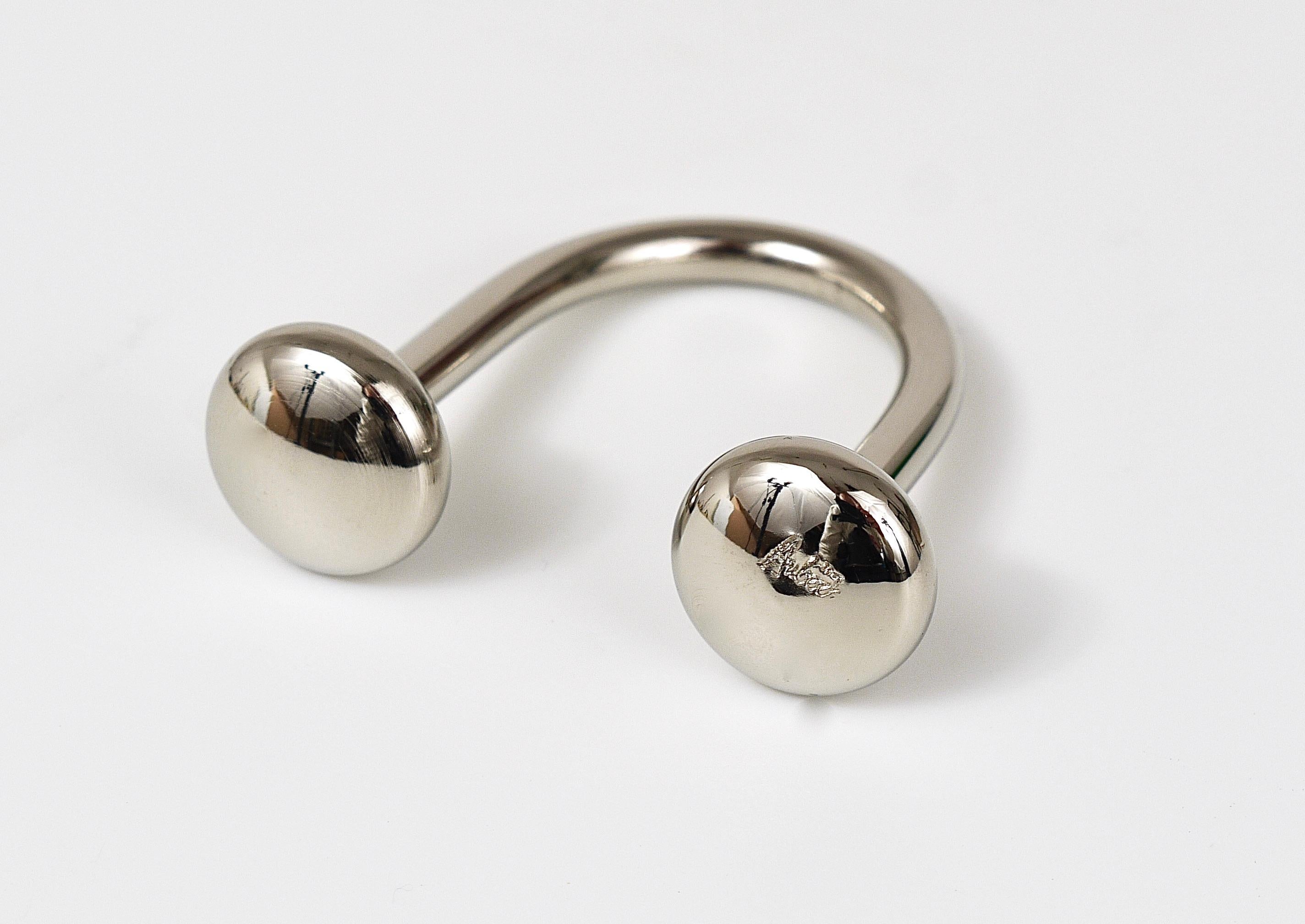 Mid-Century Modern Carl Auböck Nickel Plated U-Shaped Brass Key Ring Chain Holder Knopferl For Sale