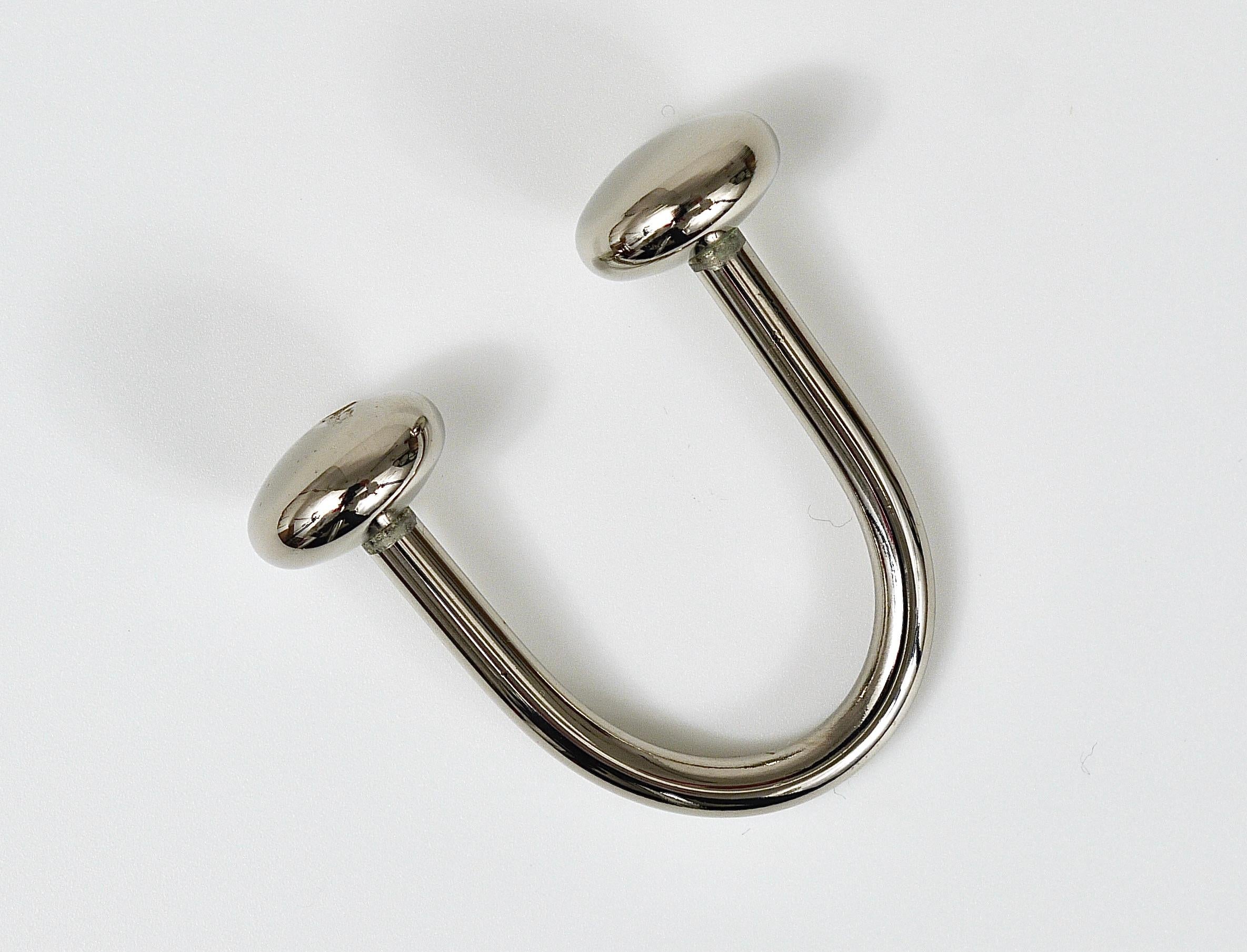 Austrian Carl Auböck Nickel Plated U-Shaped Brass Key Ring Chain Holder Knopferl For Sale