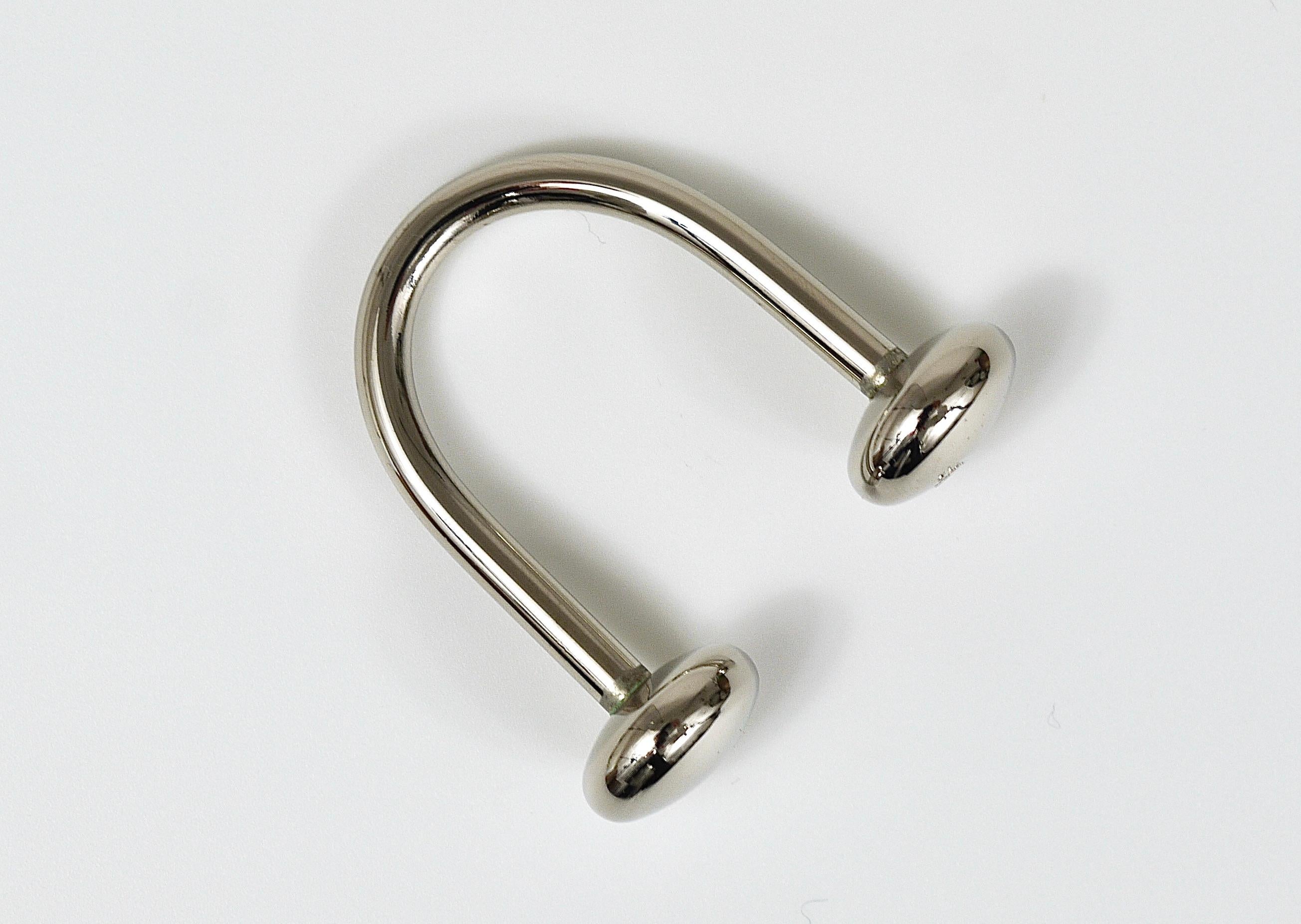 Polished Carl Auböck Nickel Plated U-Shaped Brass Key Ring Chain Holder Knopferl For Sale