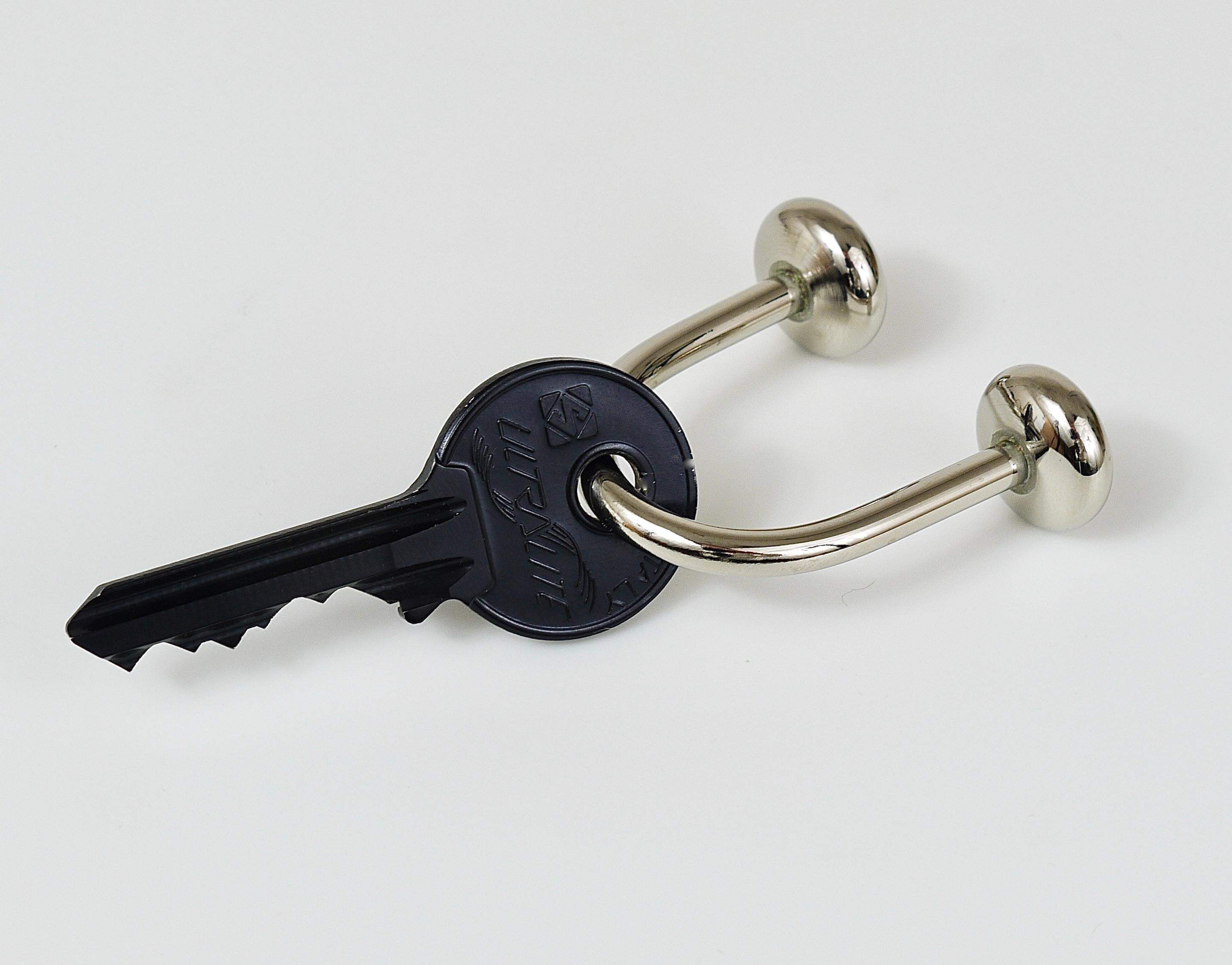 Contemporary Carl Auböck Nickel Plated U-Shaped Brass Key Ring Chain Holder Knopferl For Sale