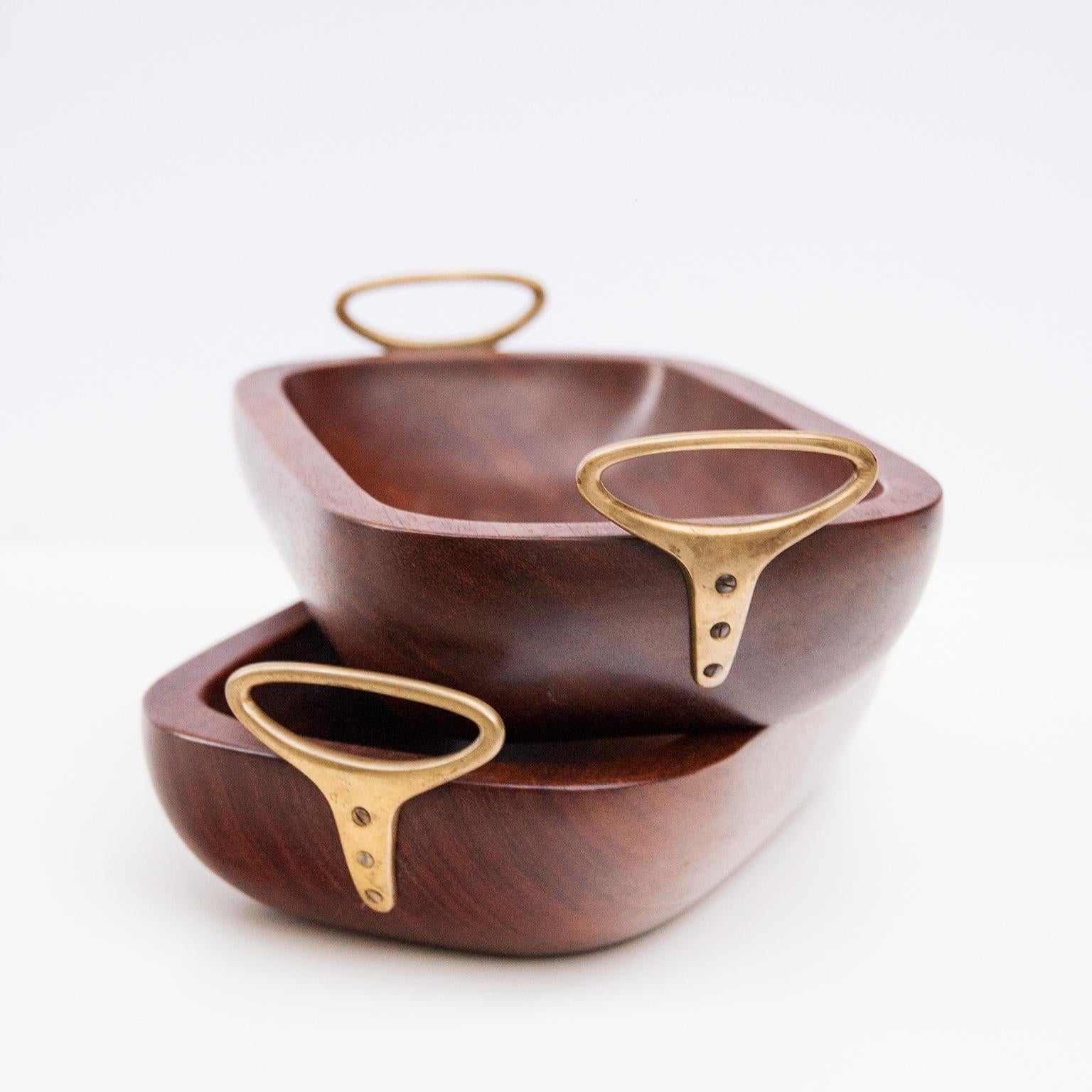 Mid-20th Century Carl Auböck Nut Teak Bowls For Sale