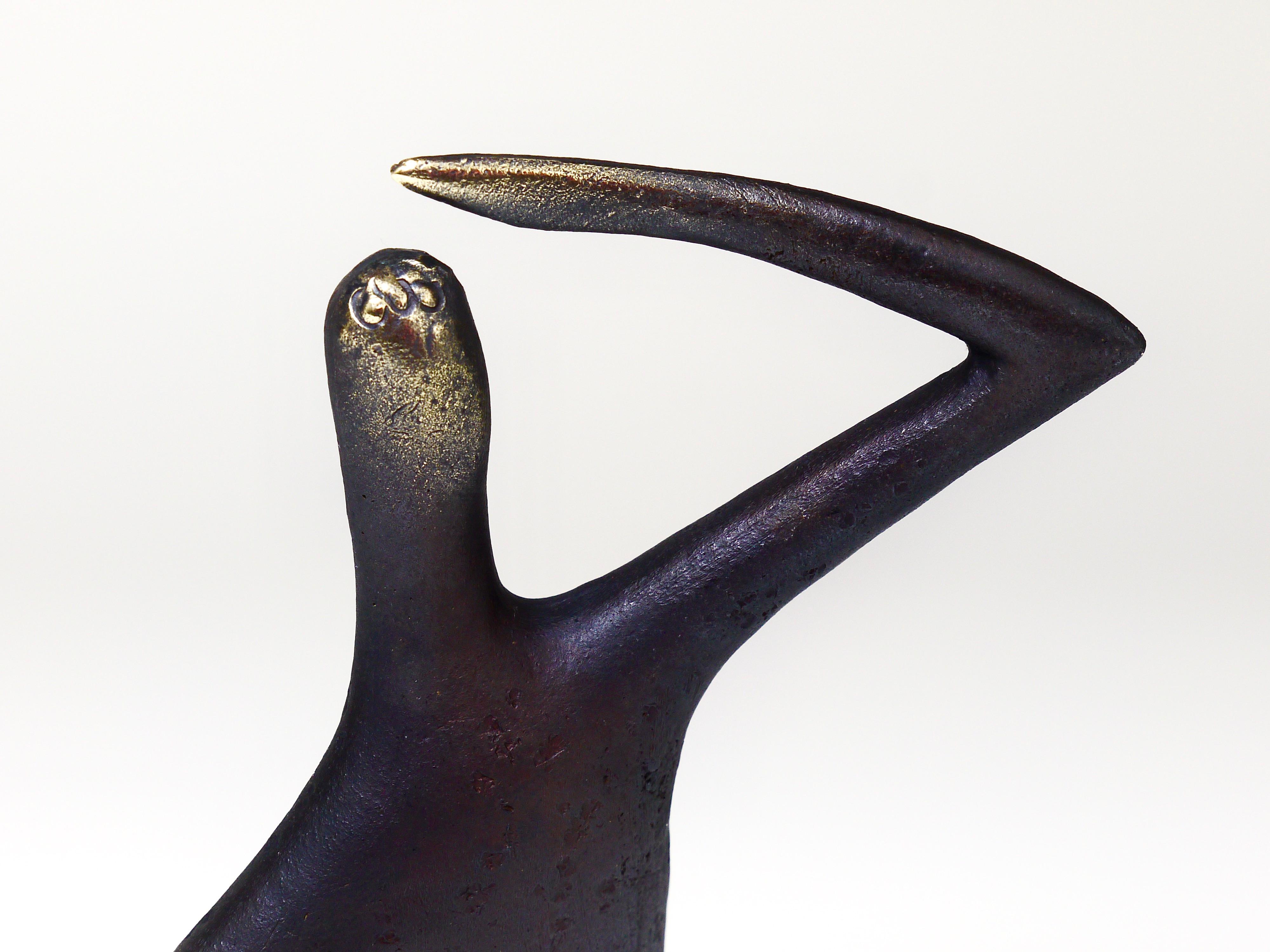 Mid-Century Modern Carl Auböck Optimist Pessimist Handcrafted Brass Sculpture For Sale