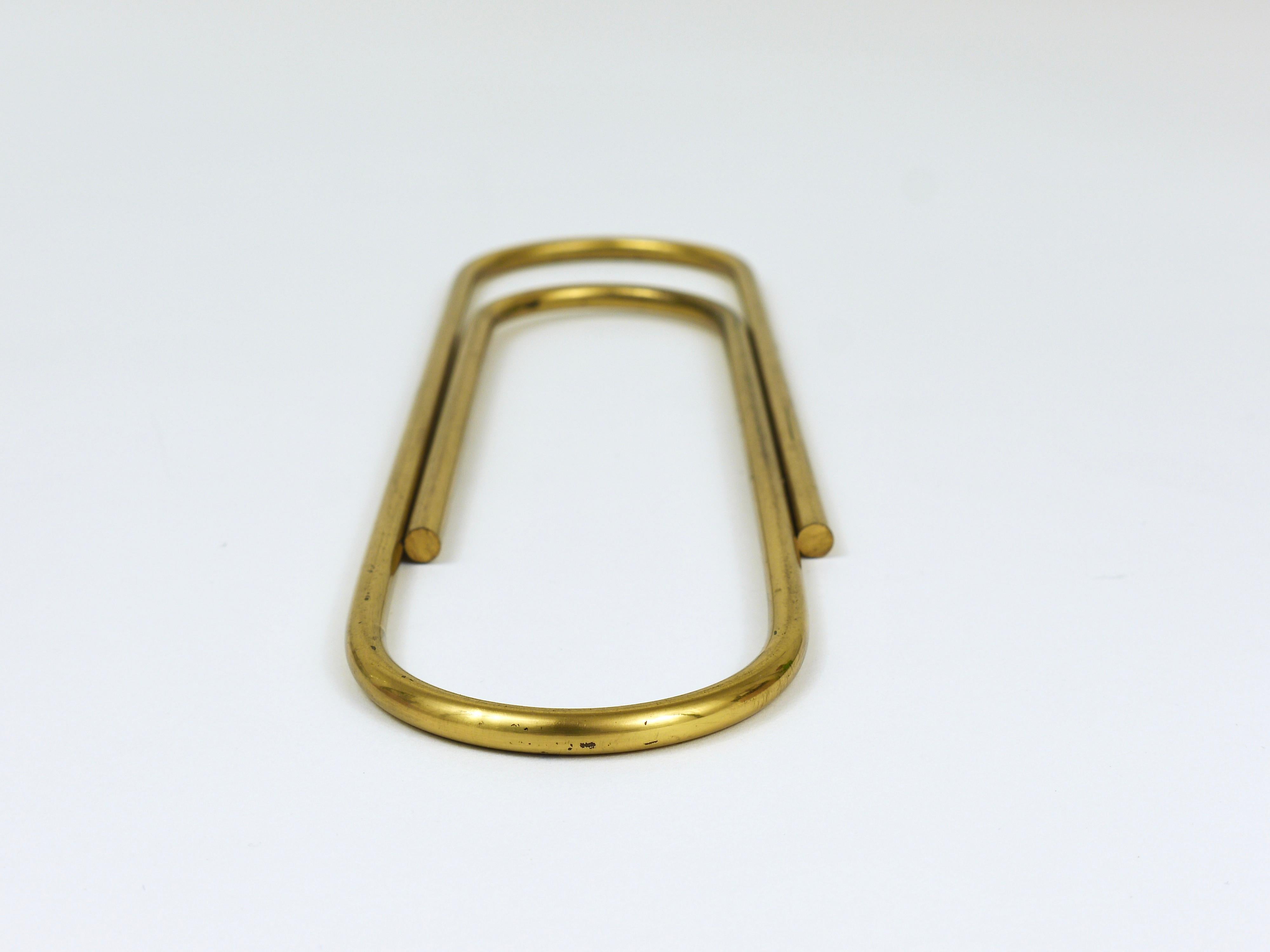 Carl Aubock Oversized MidCentury Paper Clip Brass Paperweight, Austria, 1950s For Sale 5