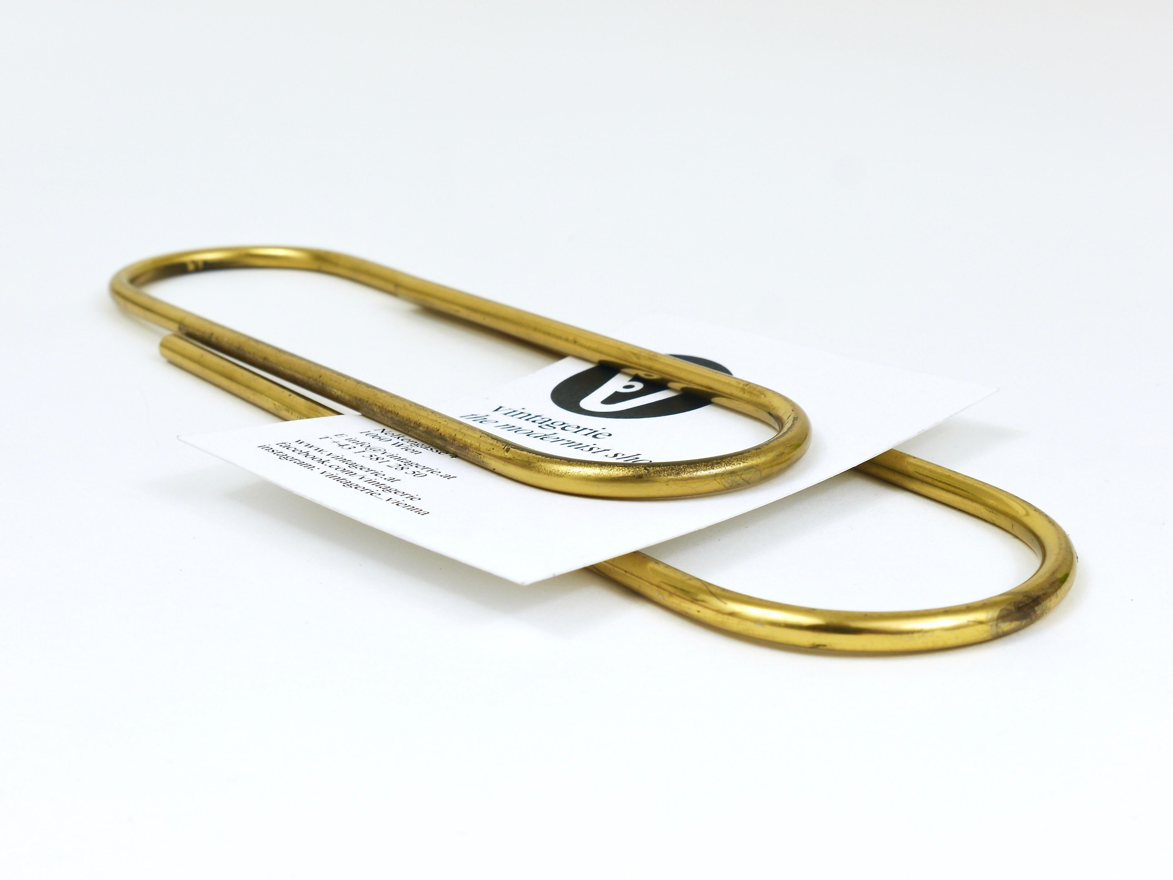 Mid-Century Modern Carl Aubock Oversized MidCentury Paper Clip Brass Paperweight, Austria, 1950s For Sale