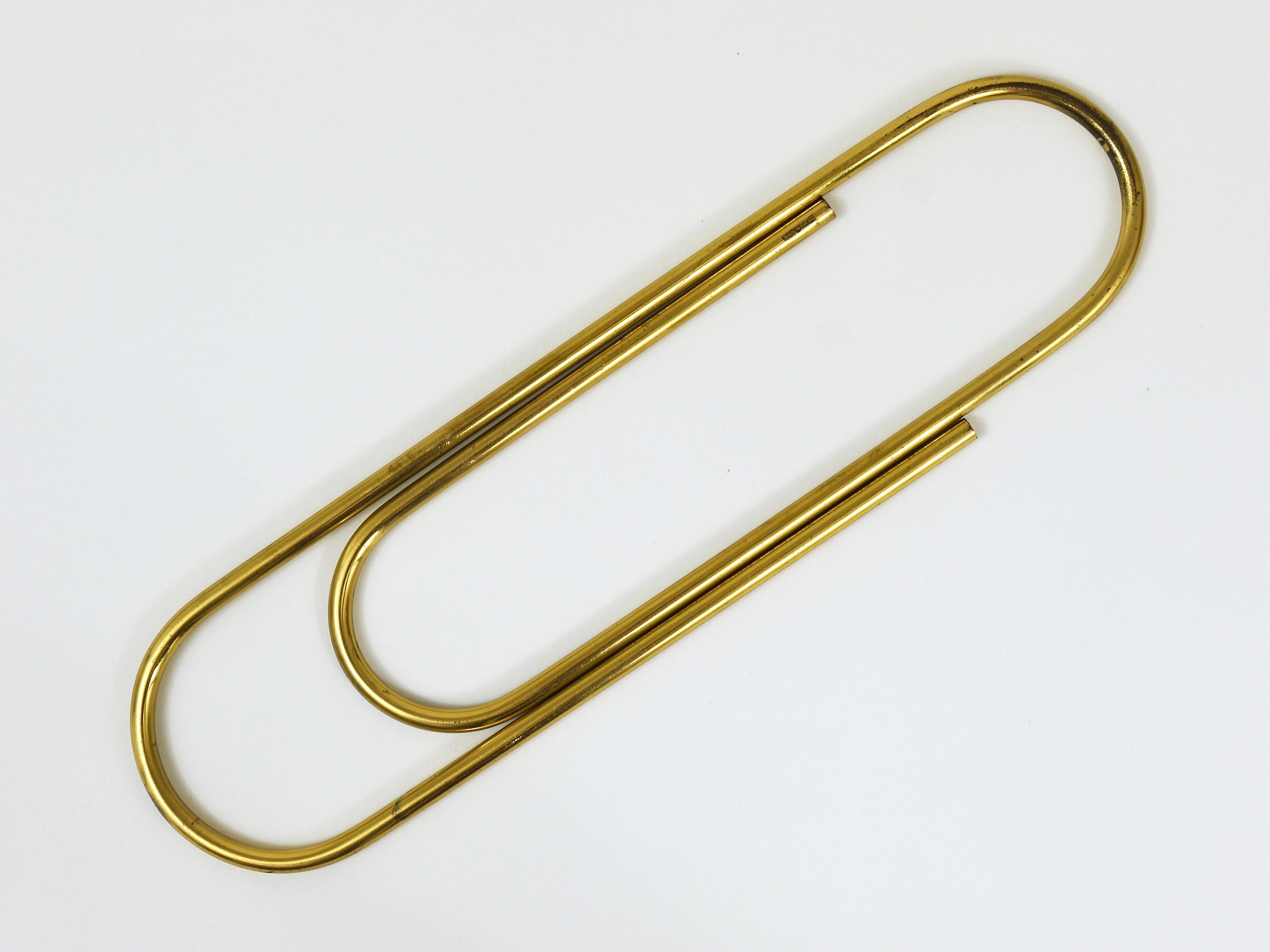 Carl Aubock Oversized MidCentury Paper Clip Brass Paperweight, Austria, 1950s For Sale 1