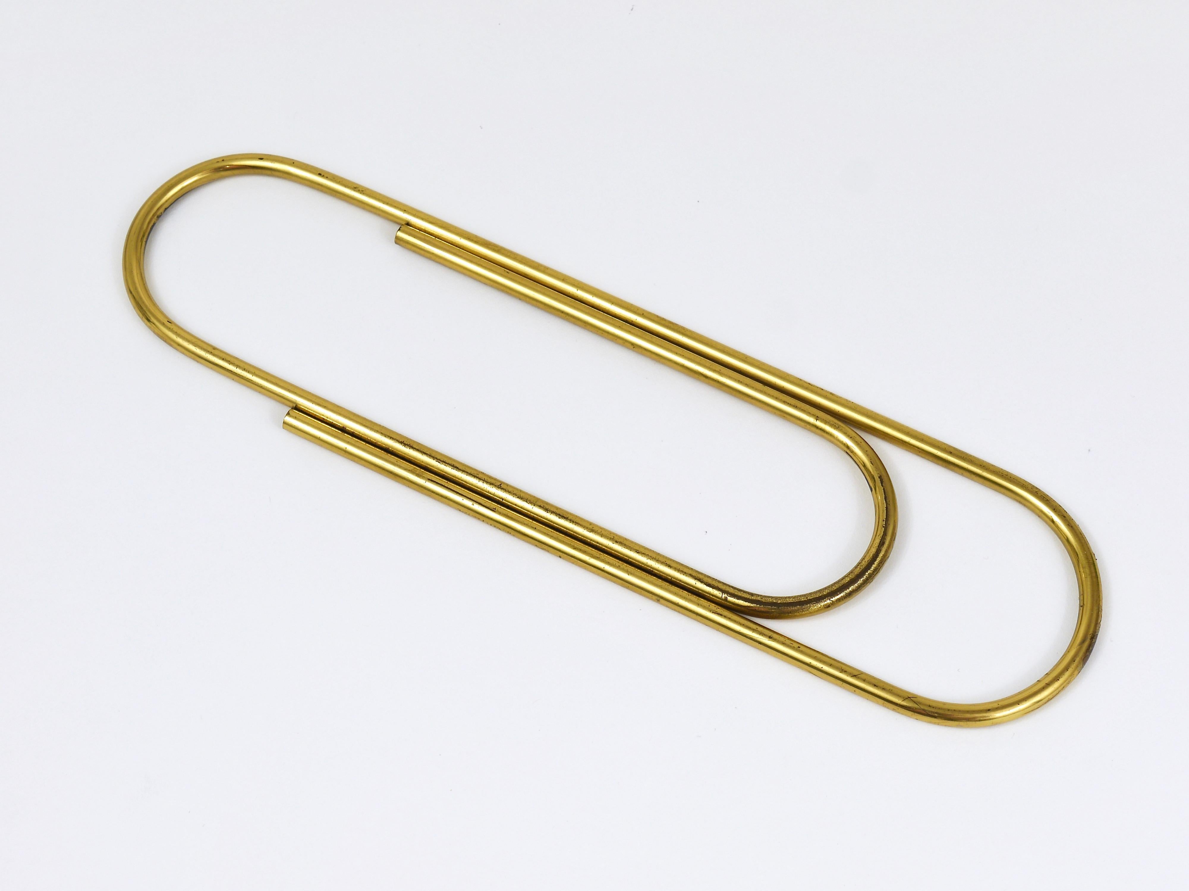 Carl Aubock Oversized MidCentury Paper Clip Brass Paperweight, Austria, 1950s For Sale 3