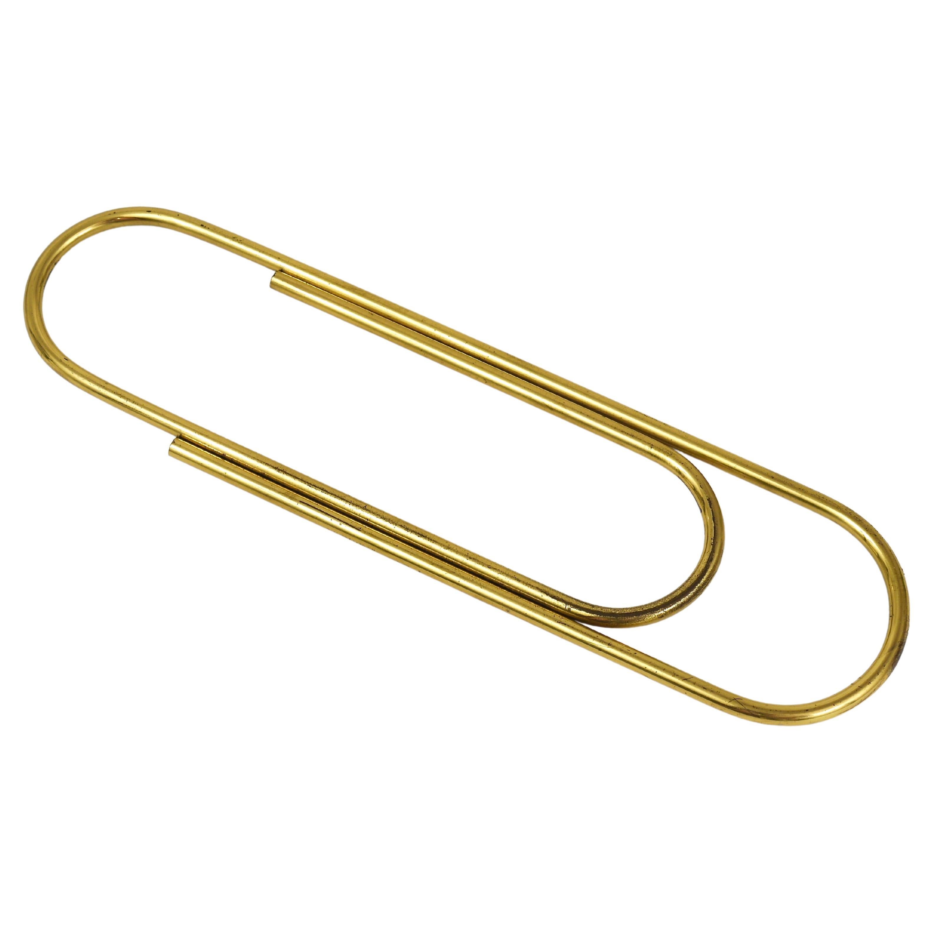 Carl Aubock Oversized MidCentury Paper Clip Brass Paperweight, Austria, 1950s For Sale