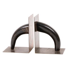Carl Auböck Pair of Brass and Horn Bookends, Austria 1960s