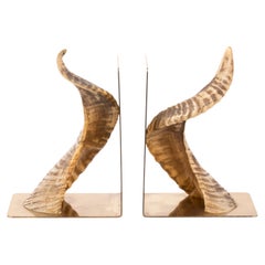 Carl Auböck Pair of Brass and Horn Bookends, Austria, 1960s 