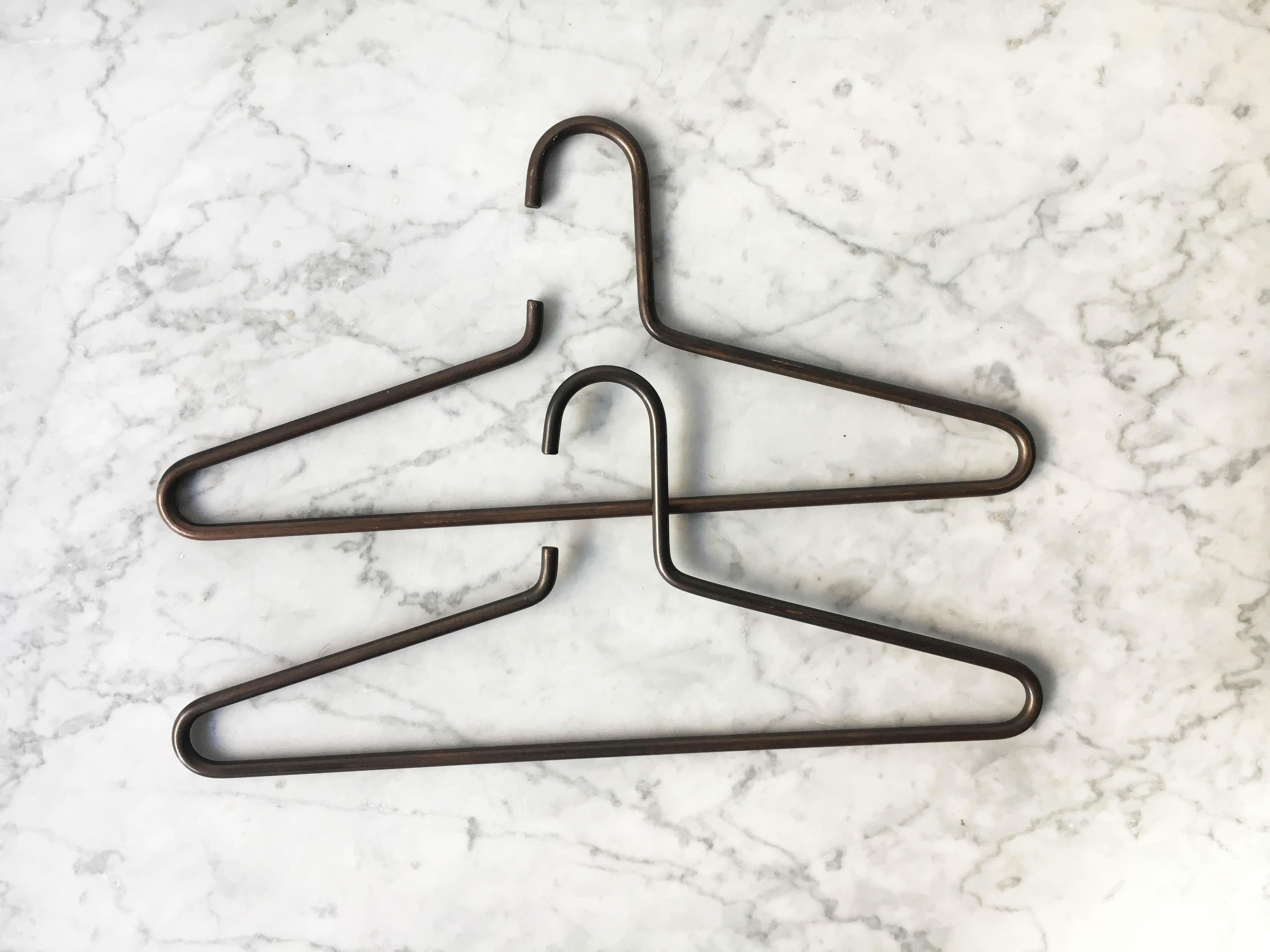 Mid-Century Modern Pair Cloth Hangers Vintage Patinated Brass, Austria, 1950s For Sale