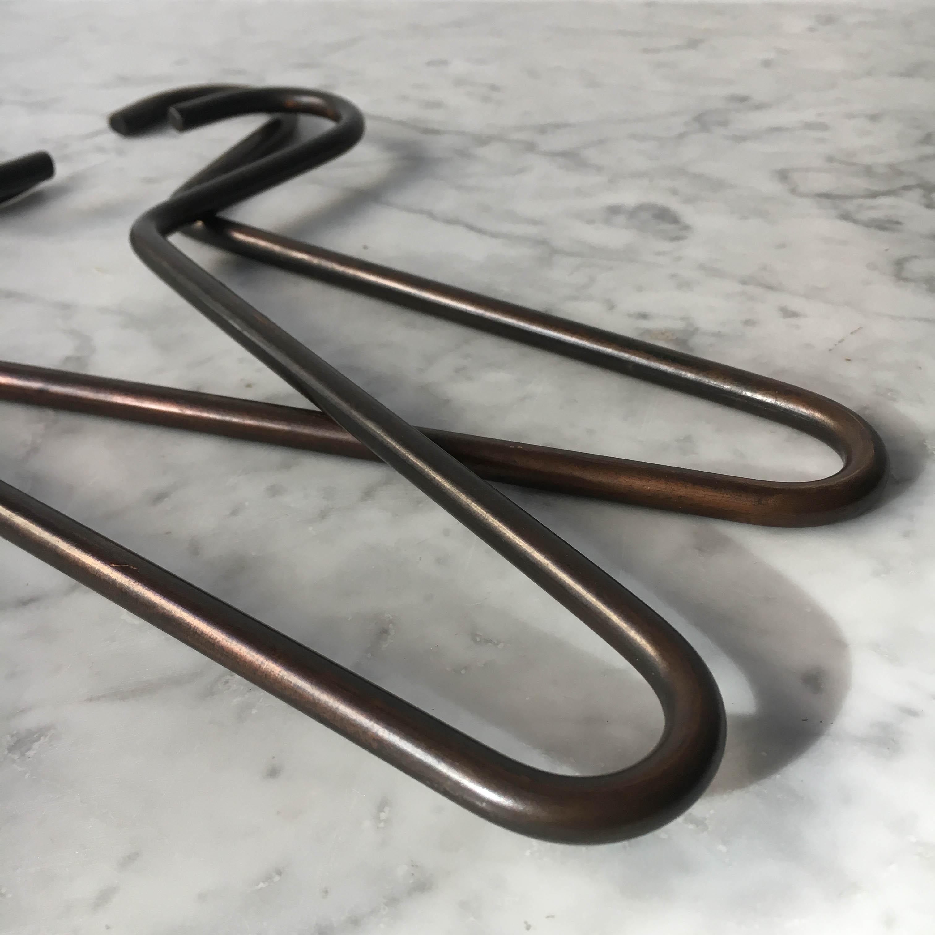 Mid-20th Century Pair Cloth Hangers Vintage Patinated Brass, Austria, 1950s For Sale