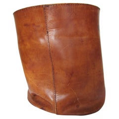 Carl Auböck Paper Waste Bin Patinaed Leather