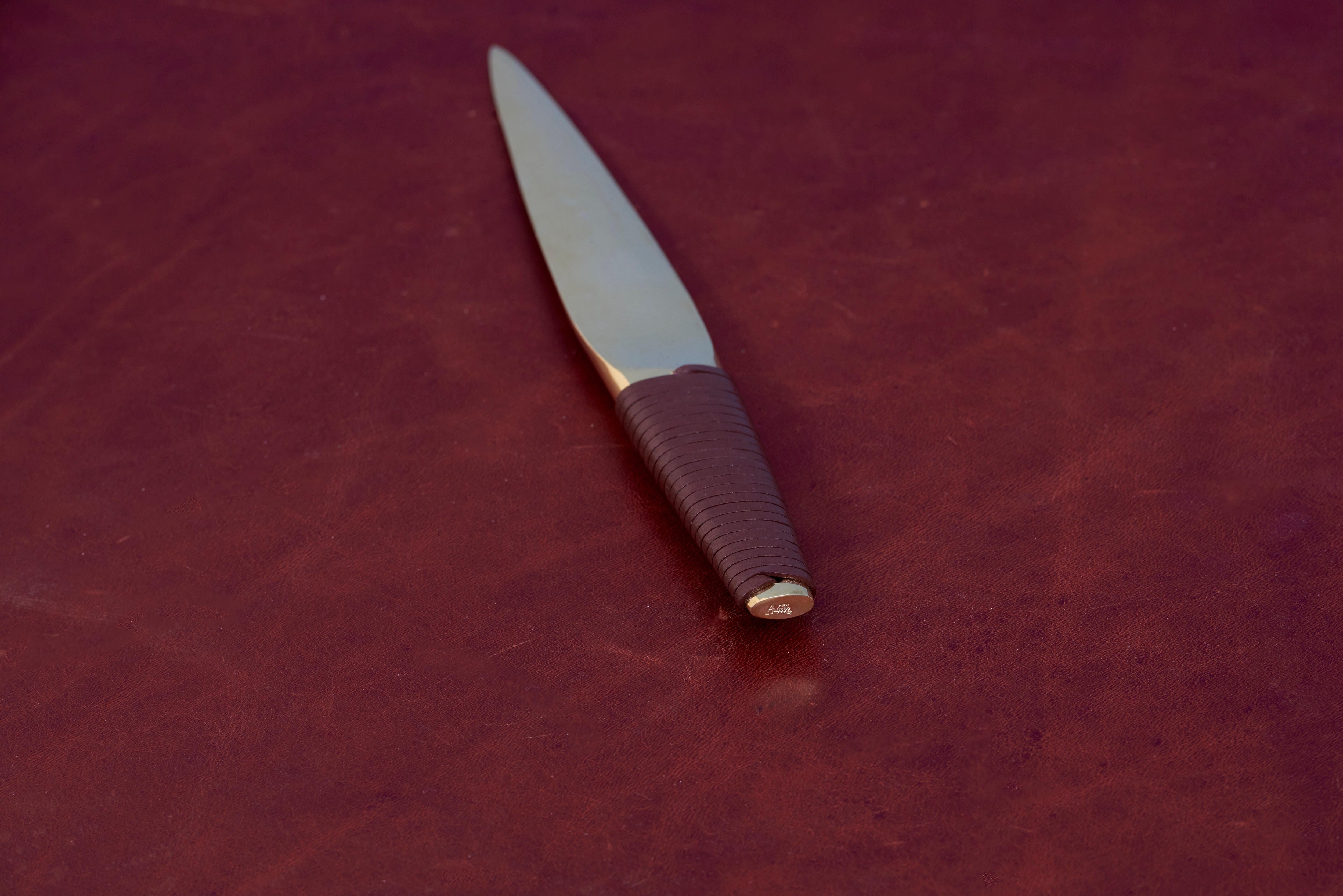 Carl Auböck Paperknife with Leather Handle #4233 (20. Jahrhundert)