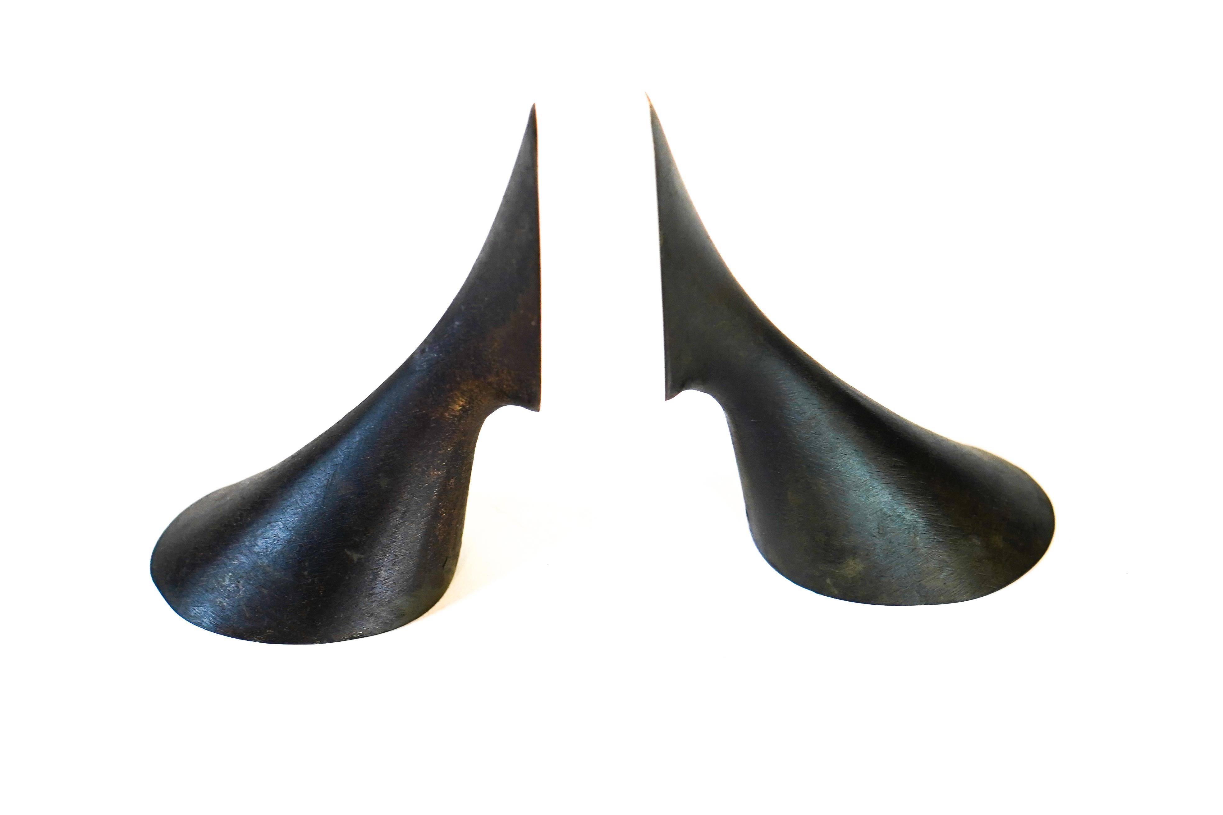 Mid-Century Modern Carl Aubock Patinated Brass Bookends #3651 For Sale
