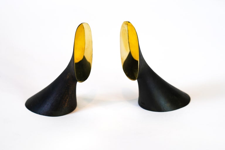 Contemporary Carl Aubock Patinated Brass Bookends #3651 For Sale