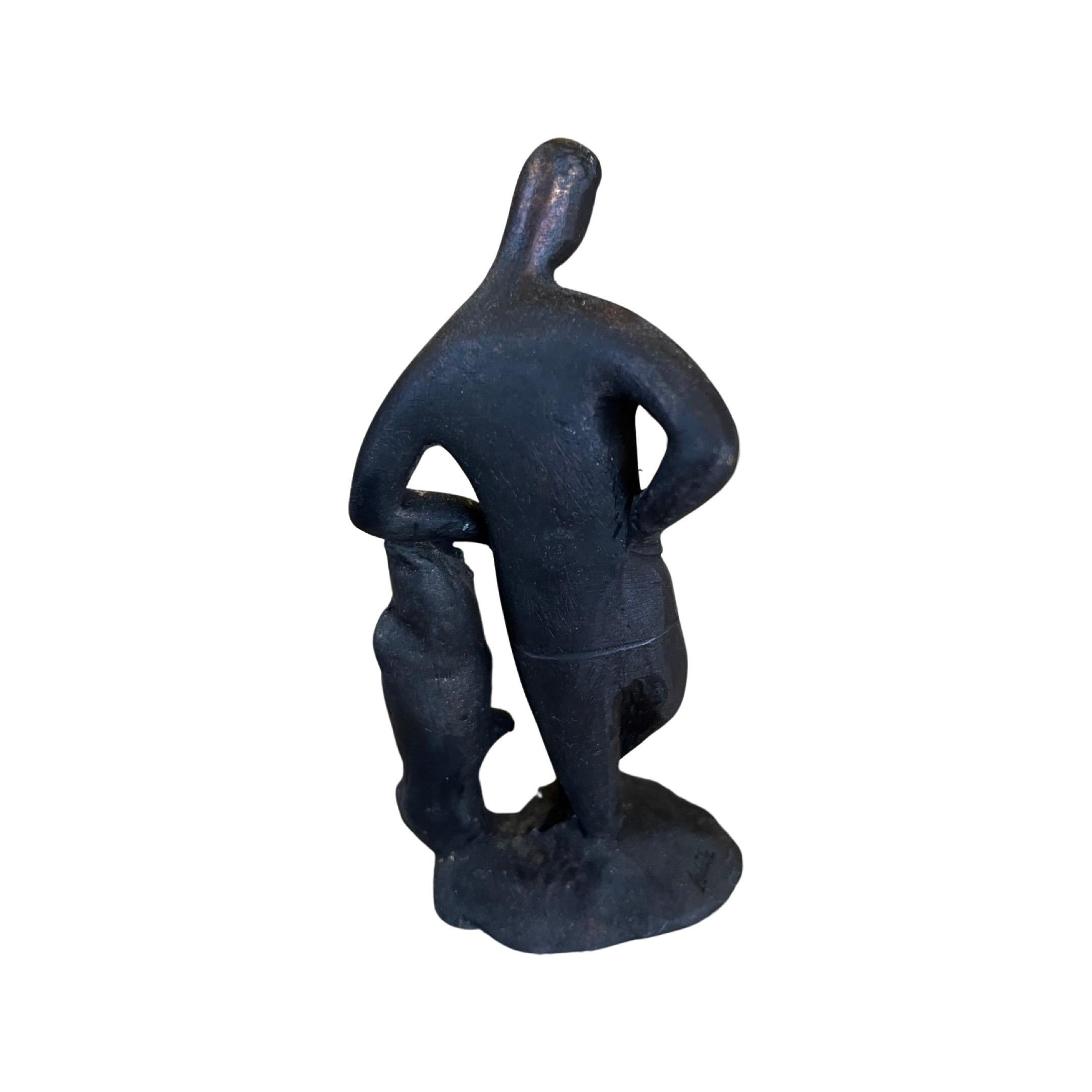 Carl Aubock Patinierte Messing-Figurenskulptur „Leinwand auf Baumstumpf“ #4068 im Zustand „Gut“ im Angebot in Chalk Hill, PA