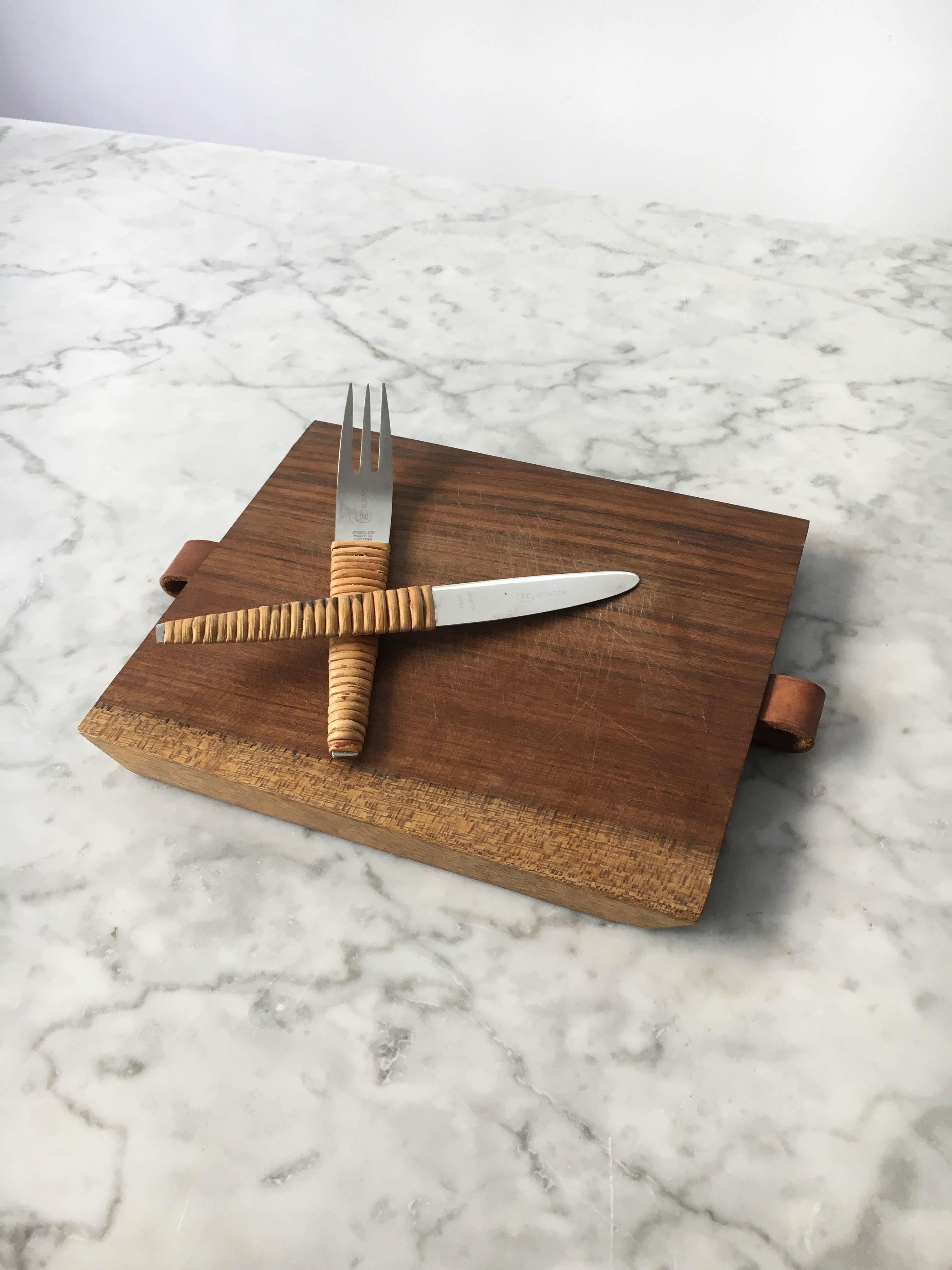 Stainless Steel Carl Auböck Pic-Nick Board with Knife and Fork, Austria, 1950s For Sale