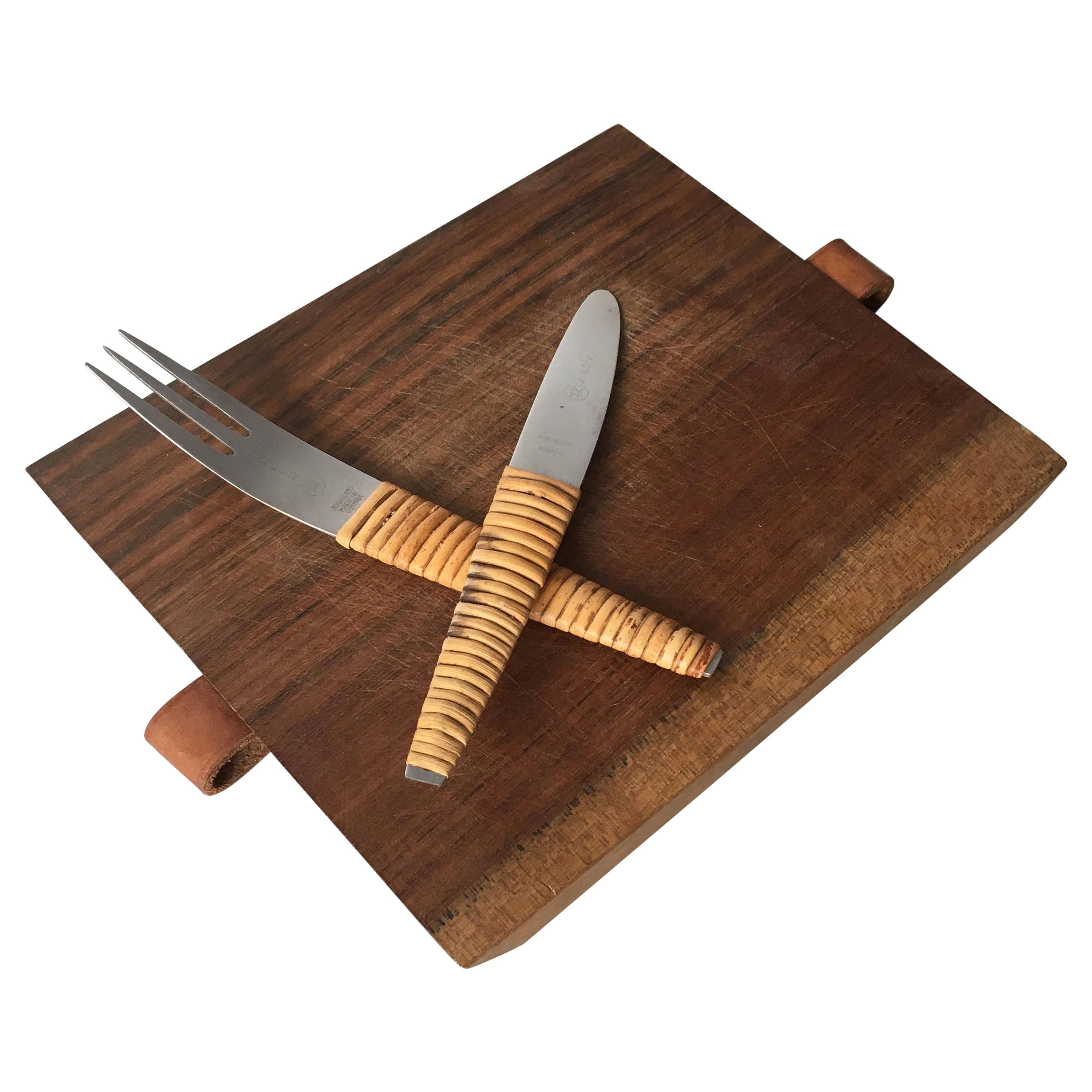Carl Auböck Pic-Nick Board with Knife and Fork, Austria, 1950s For Sale