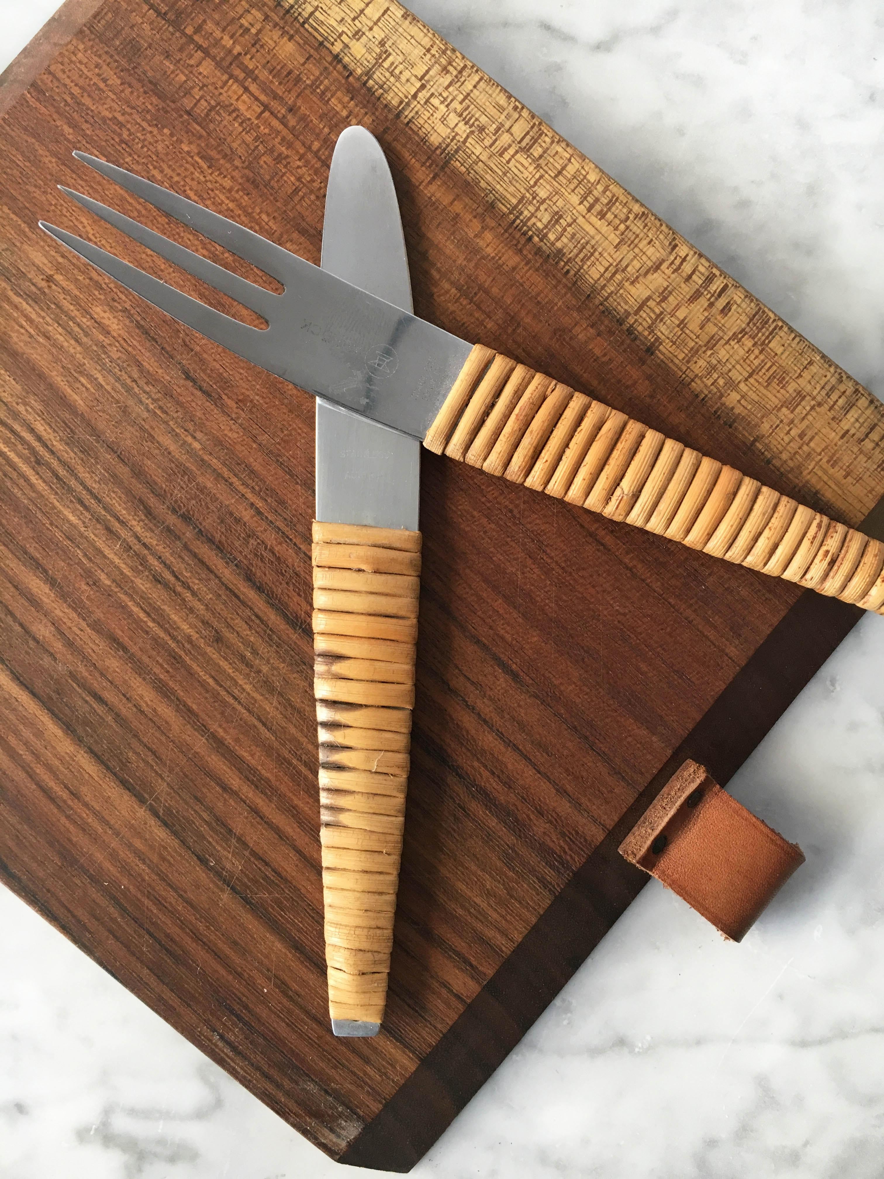 Carl Auböck Picnic Board with Knife and Fork, Austria, 1950s For Sale 4