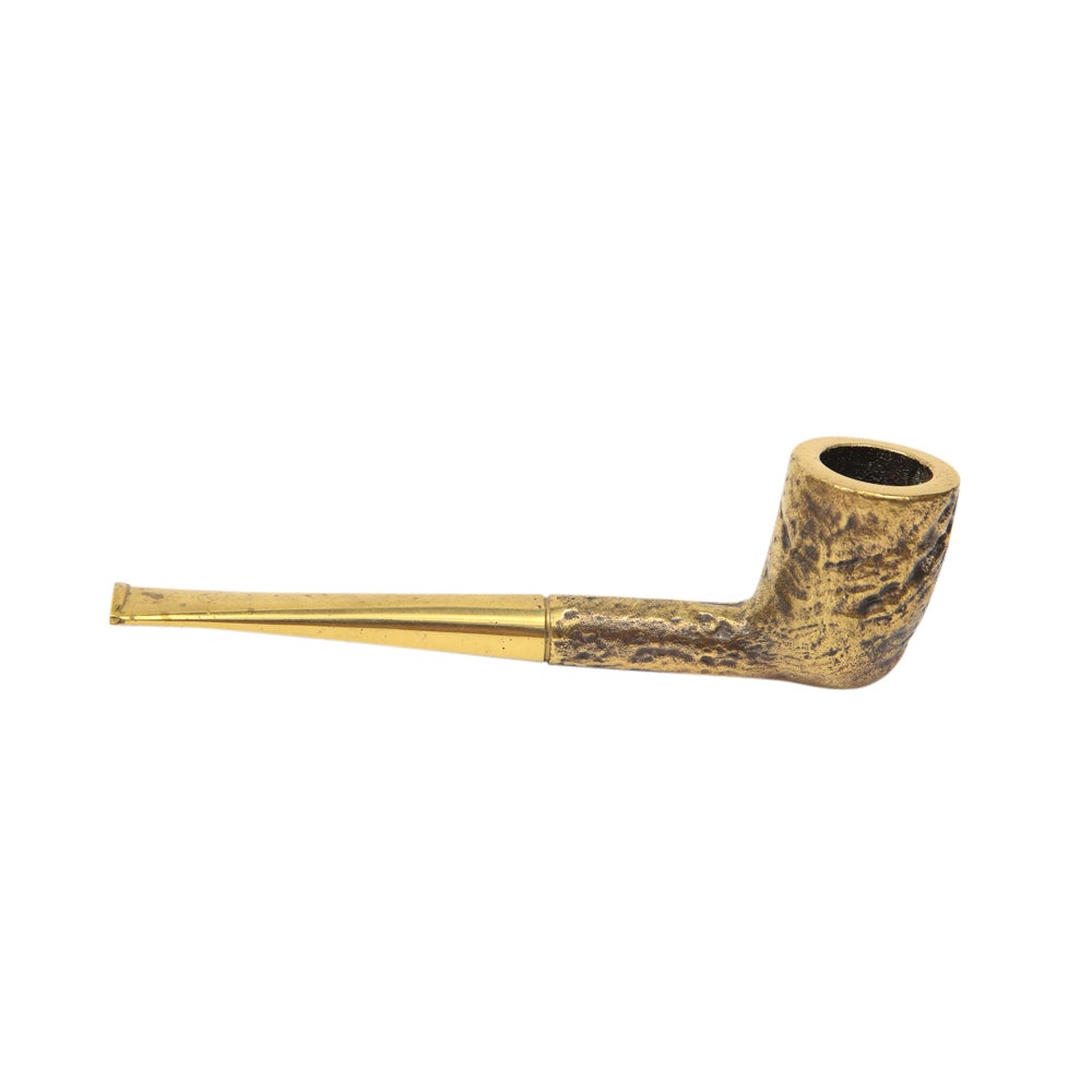 Carl Auböck Pipe Paperweight, Brass, Signed. Small scale meticulously detailed brass pipe paperweight by Viennese designer Carl Auböck.