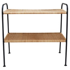 Carl Aubock Rare Side or Plant Table / Shelf / Bar, Iron & Rattan, Austria, 1950
