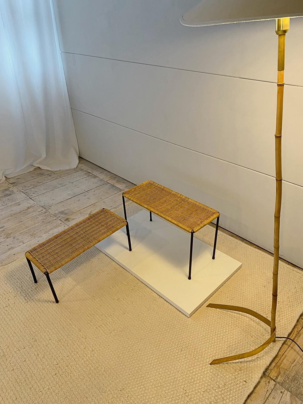 Austrian Carl Auböck Rattan Top Side or Couch Tables, 1950s, Austria For Sale