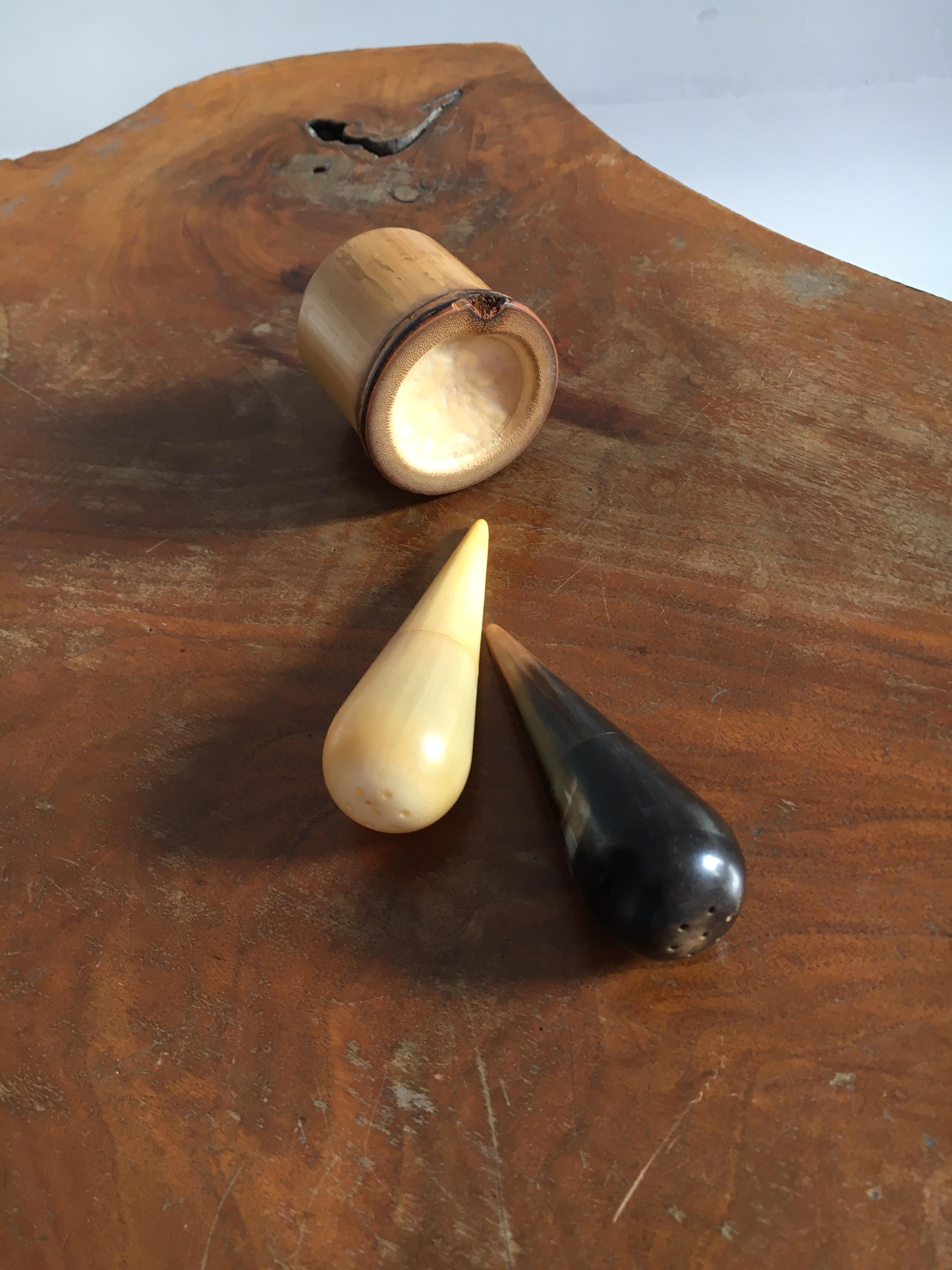 Carl Auböck II. Rare Salt and Pepper Shaker in Bamboo Cup, Austria, 1950s For Sale 10