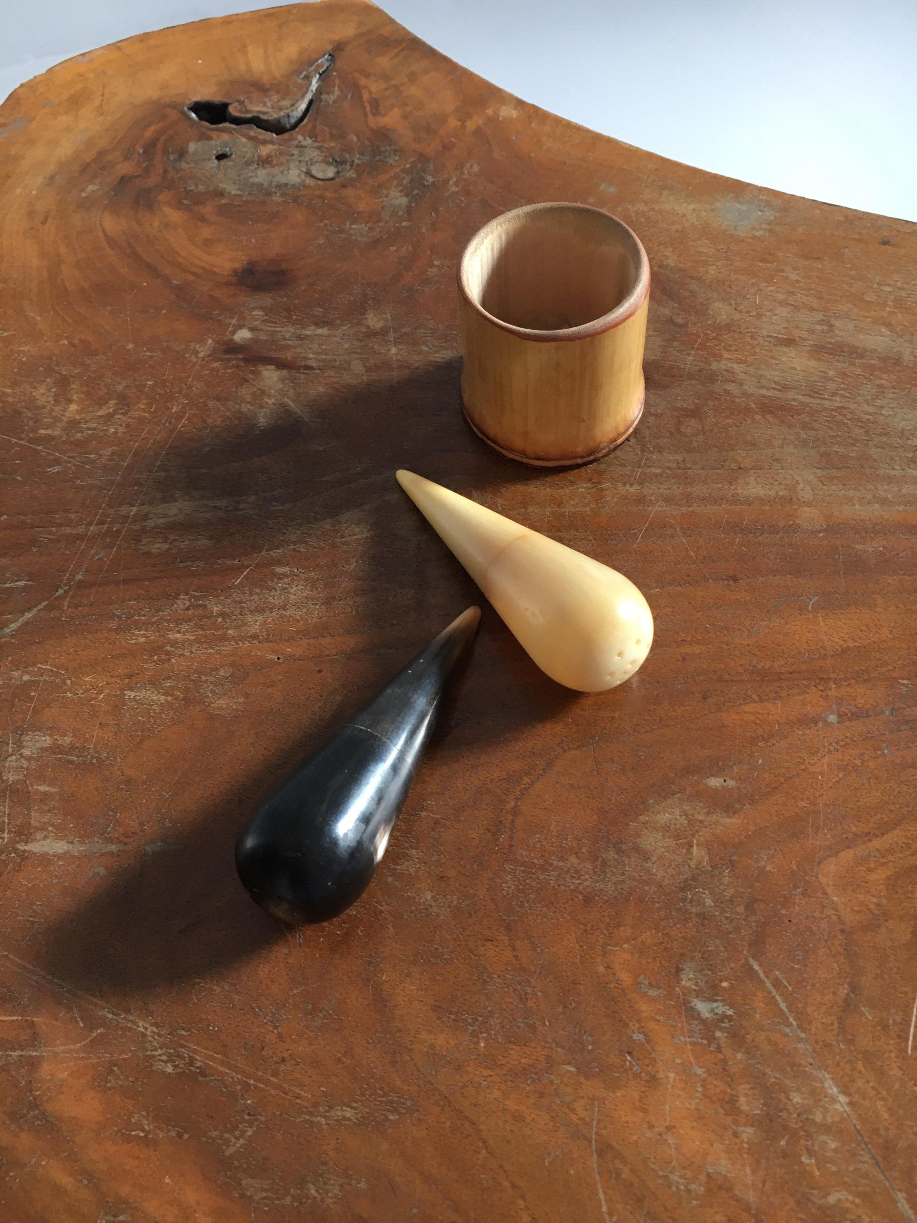 Carl Auböck II. Rare Salt and Pepper Shaker in Bamboo Cup, Austria, 1950s For Sale 12