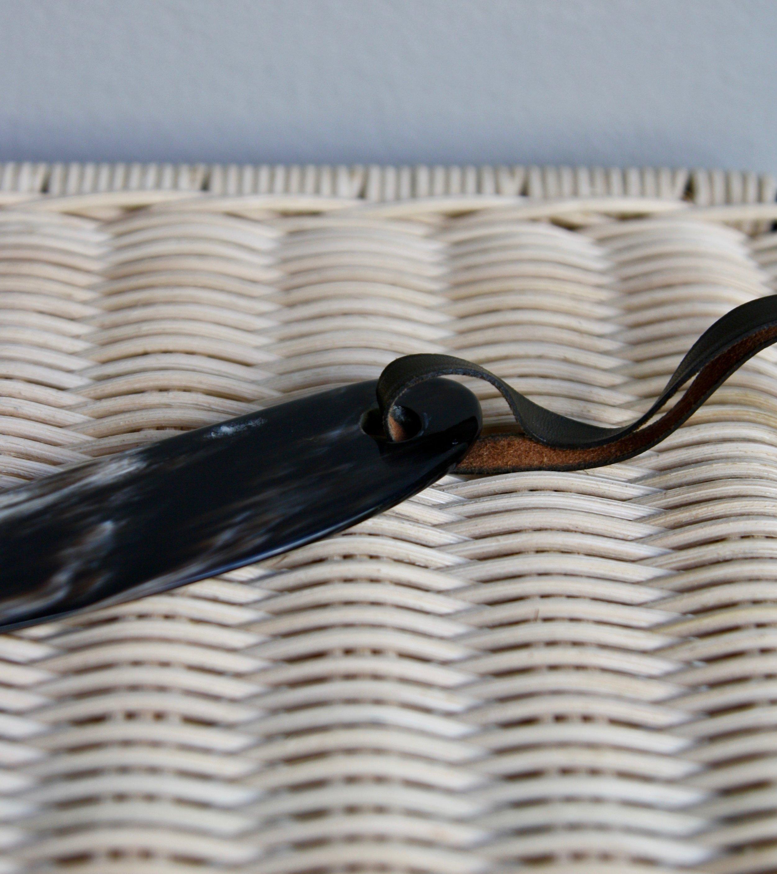 Mid-Century Modern Carl Auböck Sculptural Horn Letter Opener with Leather Strap