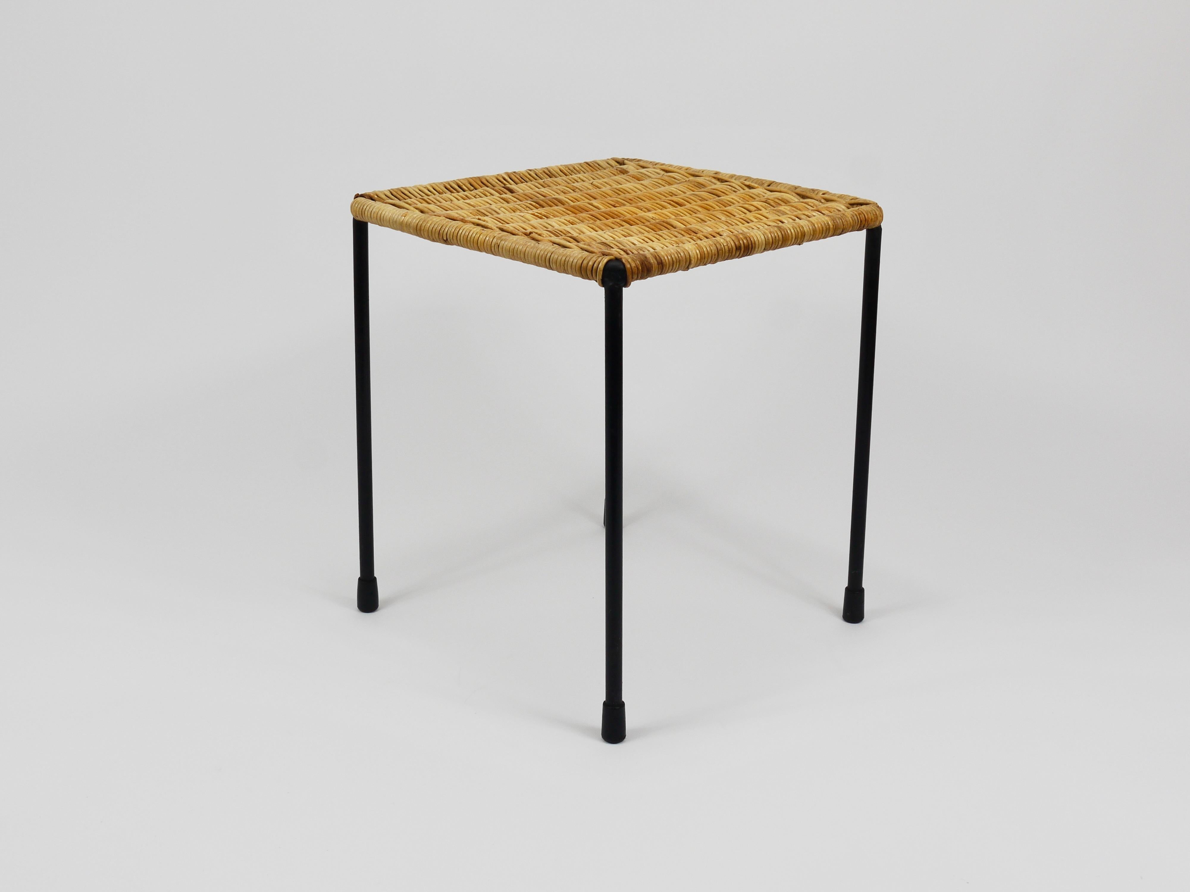 Carl Aubock Side Table, Stool, Flower  Stand, Rattan, Wicker, Austria, 1950s 2