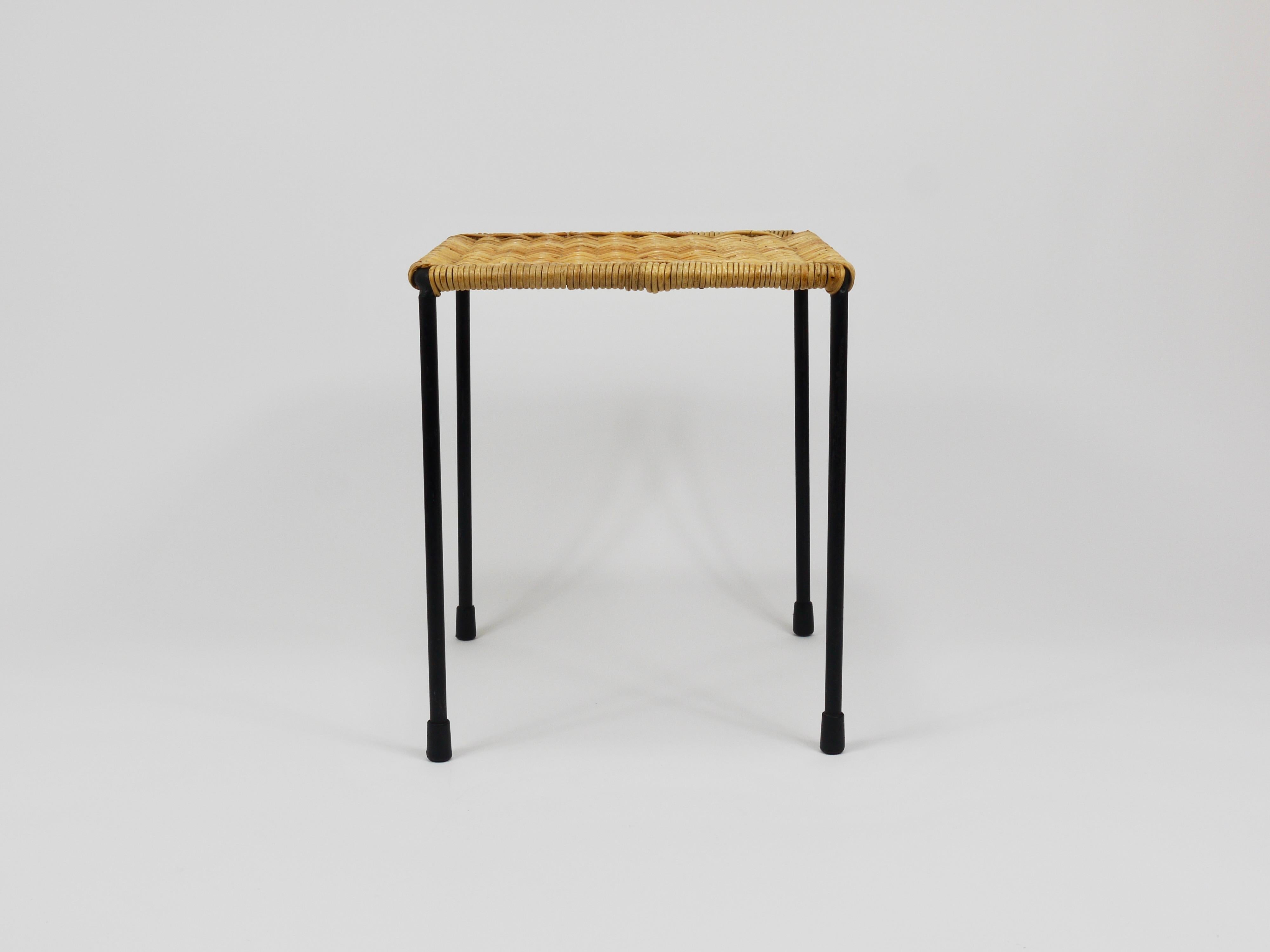 Carl Aubock Side Table, Stool, Flower  Stand, Rattan, Wicker, Austria, 1950s 3