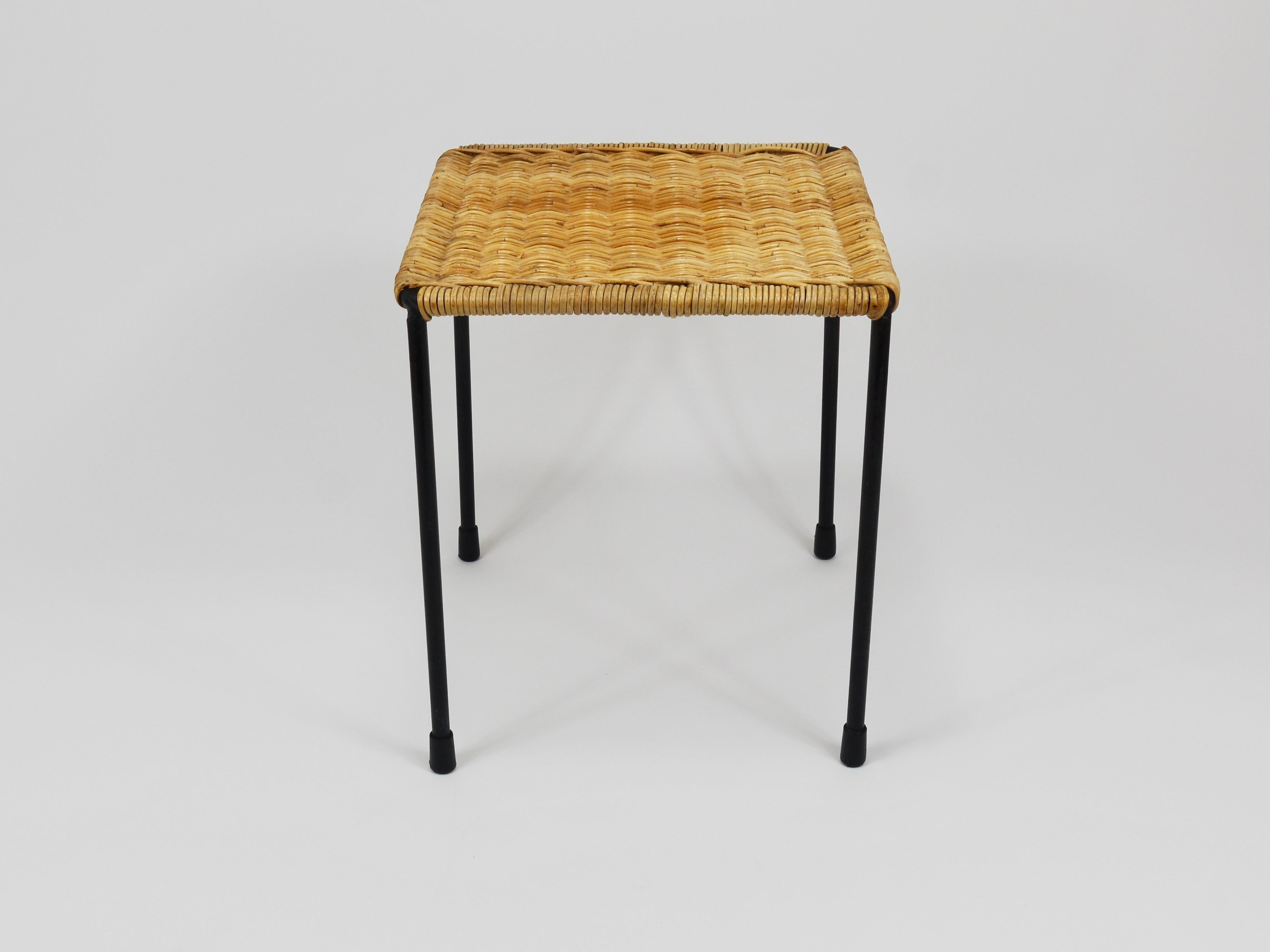 Carl Aubock Side Table, Stool, Flower  Stand, Rattan, Wicker, Austria, 1950s 4
