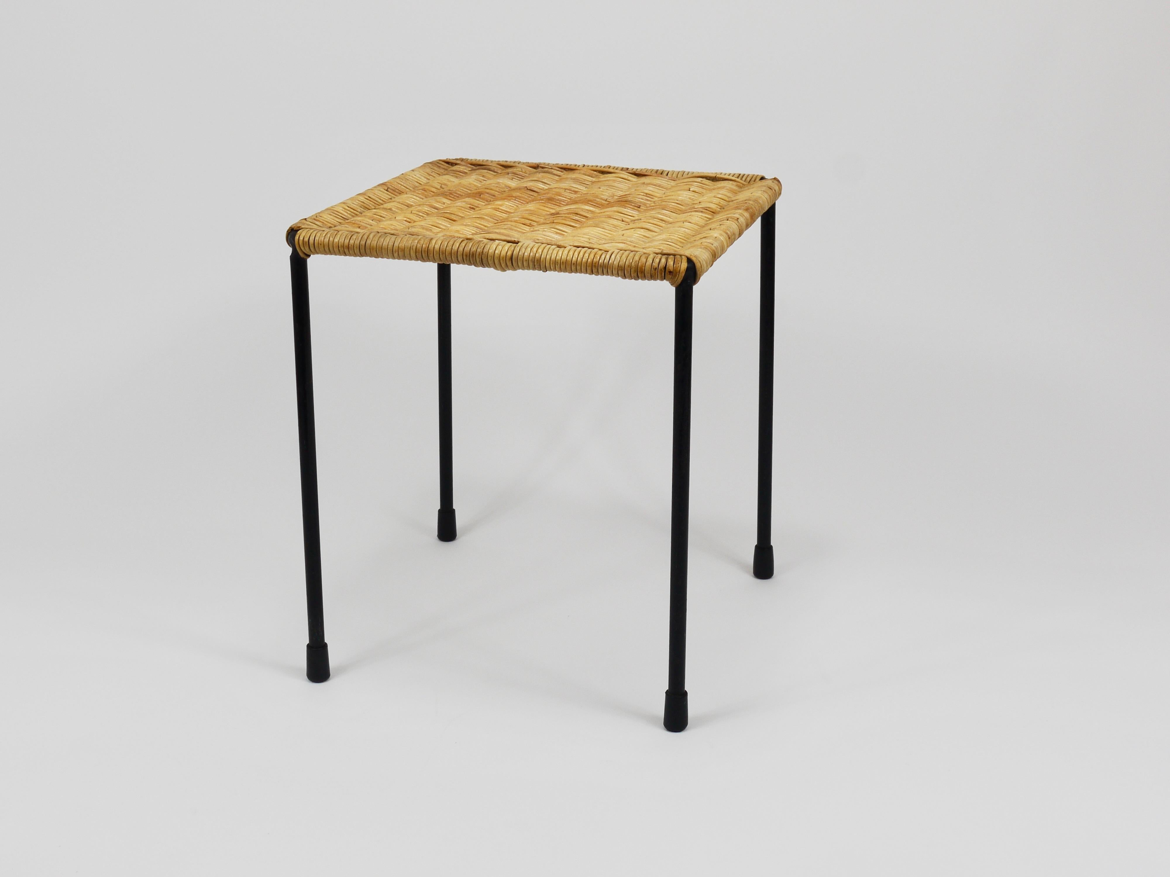 Carl Aubock Side Table, Stool, Flower  Stand, Rattan, Wicker, Austria, 1950s 6
