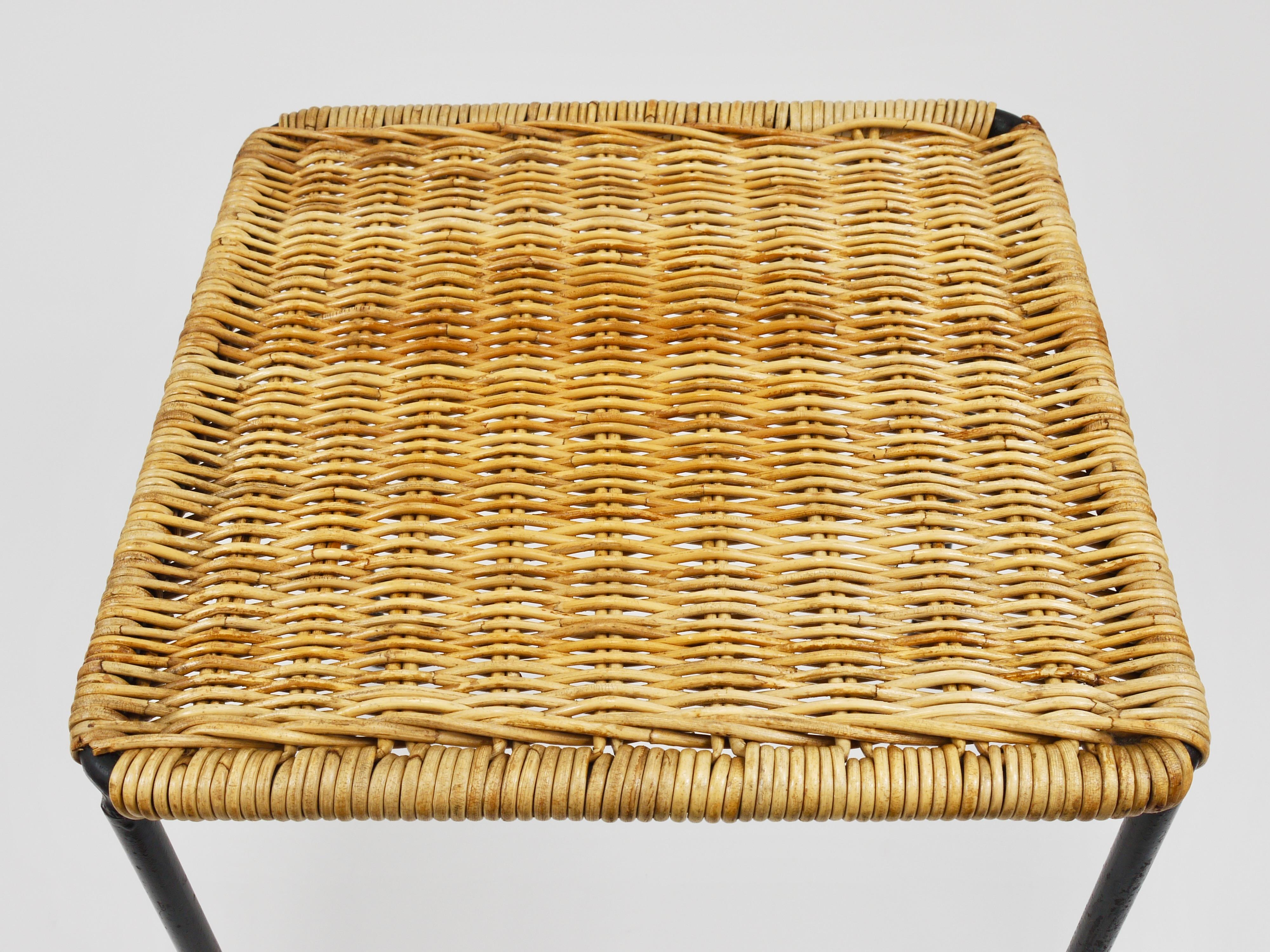 Carl Aubock Side Table, Stool, Flower  Stand, Rattan, Wicker, Austria, 1950s 7