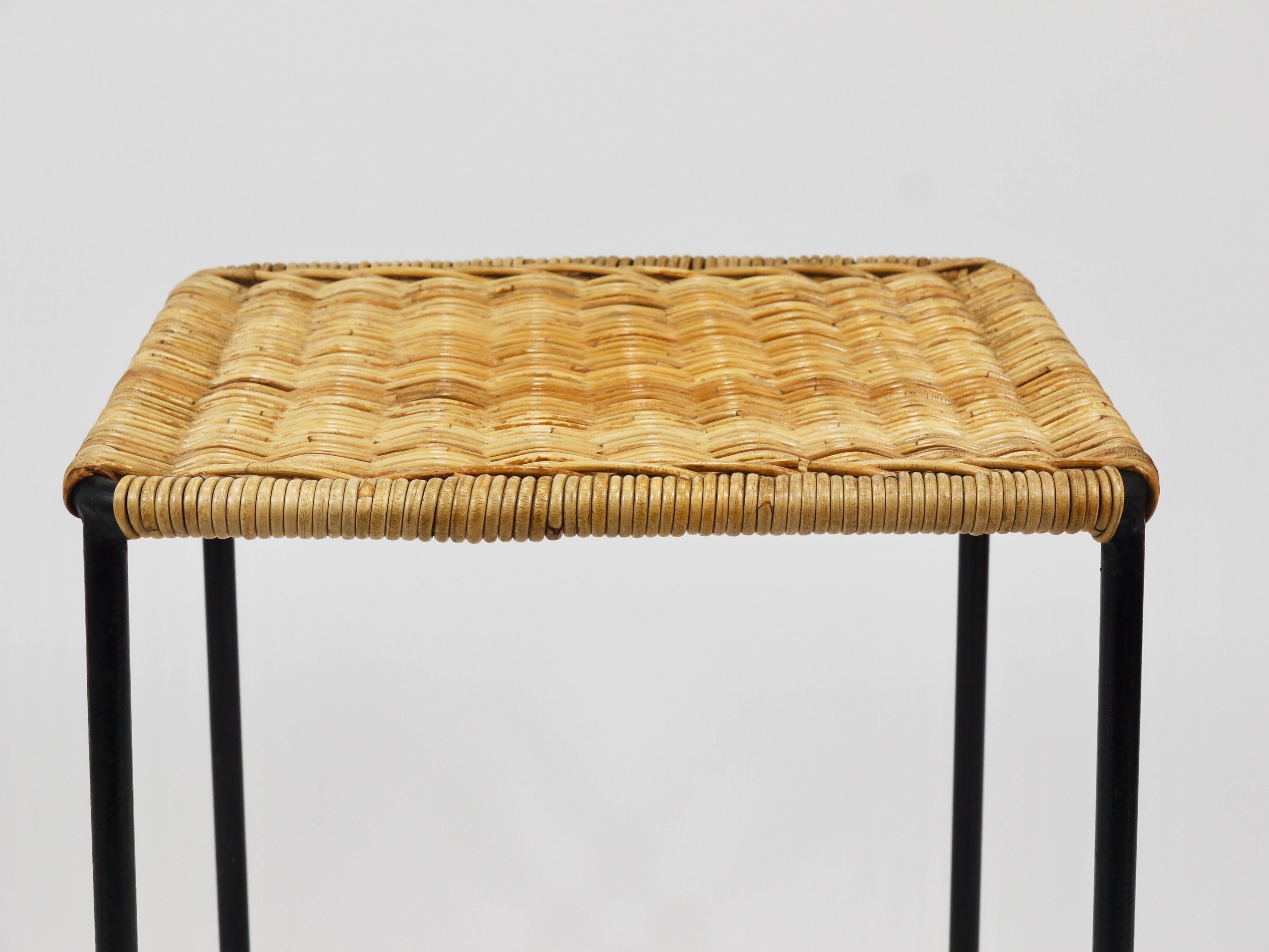 Carl Aubock Side Table, Stool, Flower  Stand, Rattan, Wicker, Austria, 1950s 10
