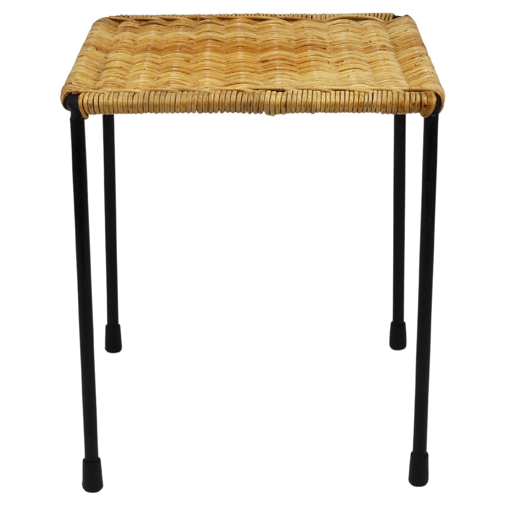 Carl Aubock Side Table, Stool, Flower  Stand, Rattan, Wicker, Austria, 1950s