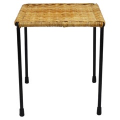 Carl Aubock Side Table, Stool, Flower  Stand, Rattan, Wicker, Austria, 1950s