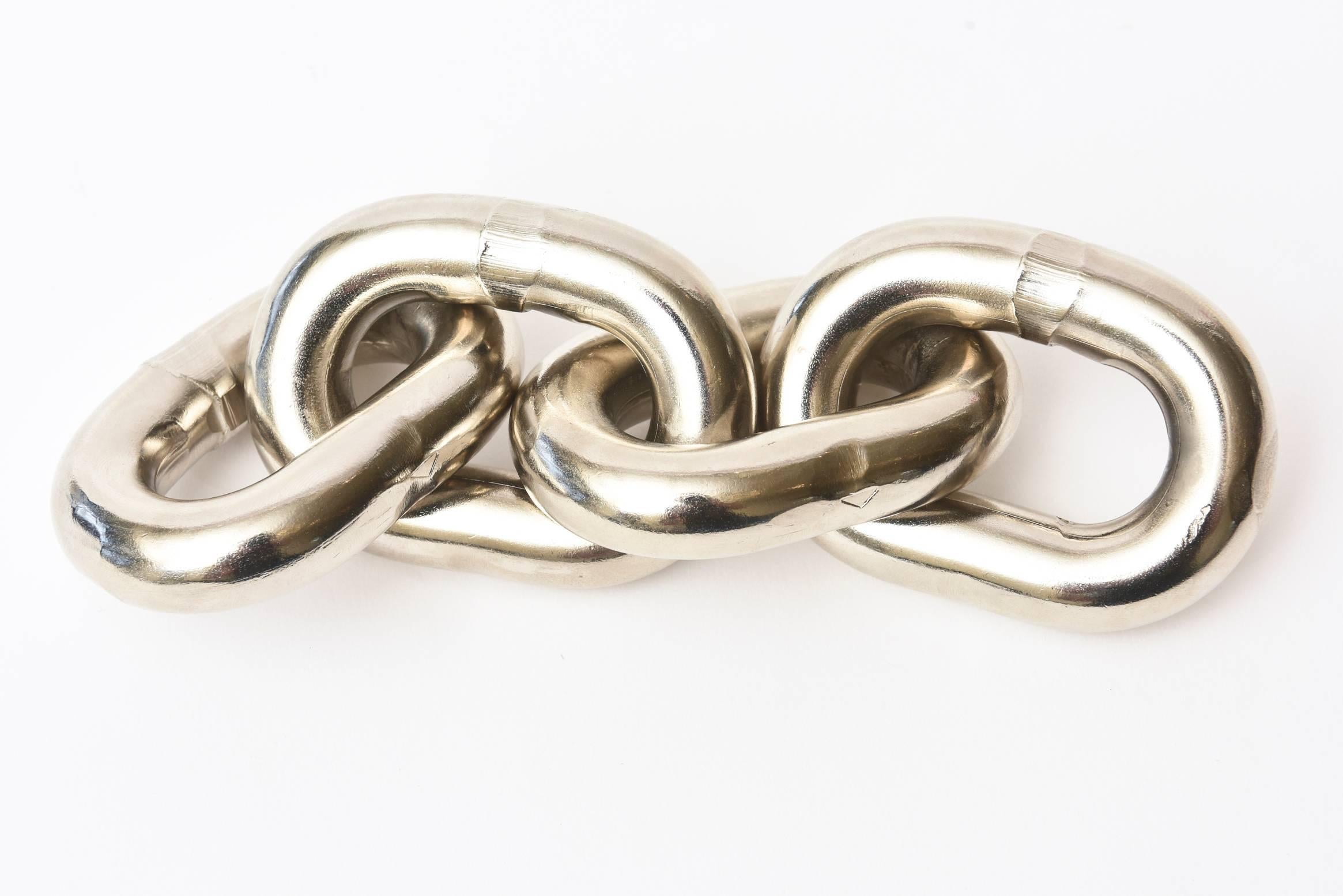 Mid-20th Century Carl Aubock Silvered Bronze Four-Chain Link Paperweight Sculpture/Desk Accessory