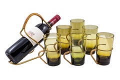 Carl Auböck Six Tumblers with Cocktail Stirrer and a Bottle Holder, Midcentury