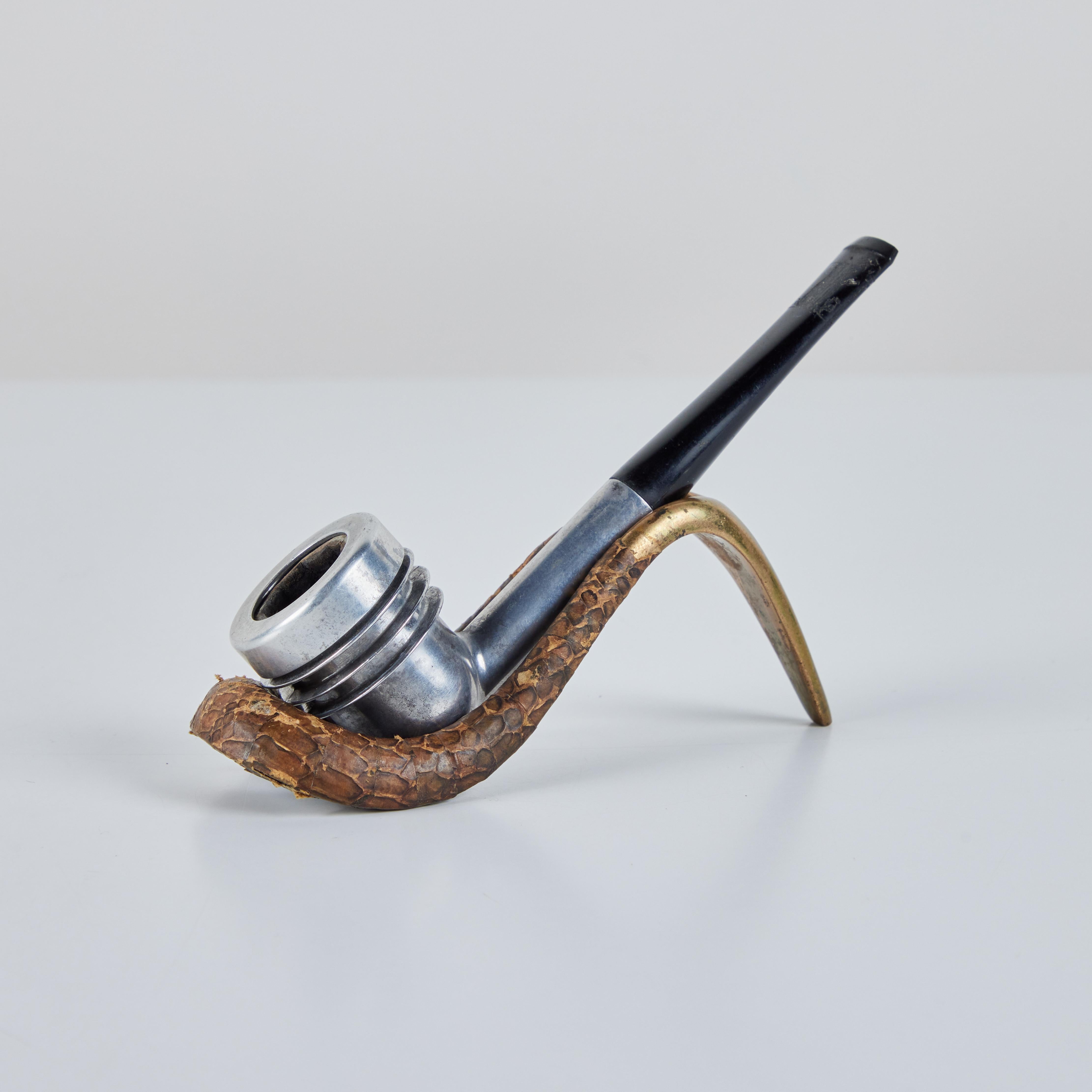 Modern Carl Auböck Snakeskin Wrapped Brass Pipe Stand For Sale