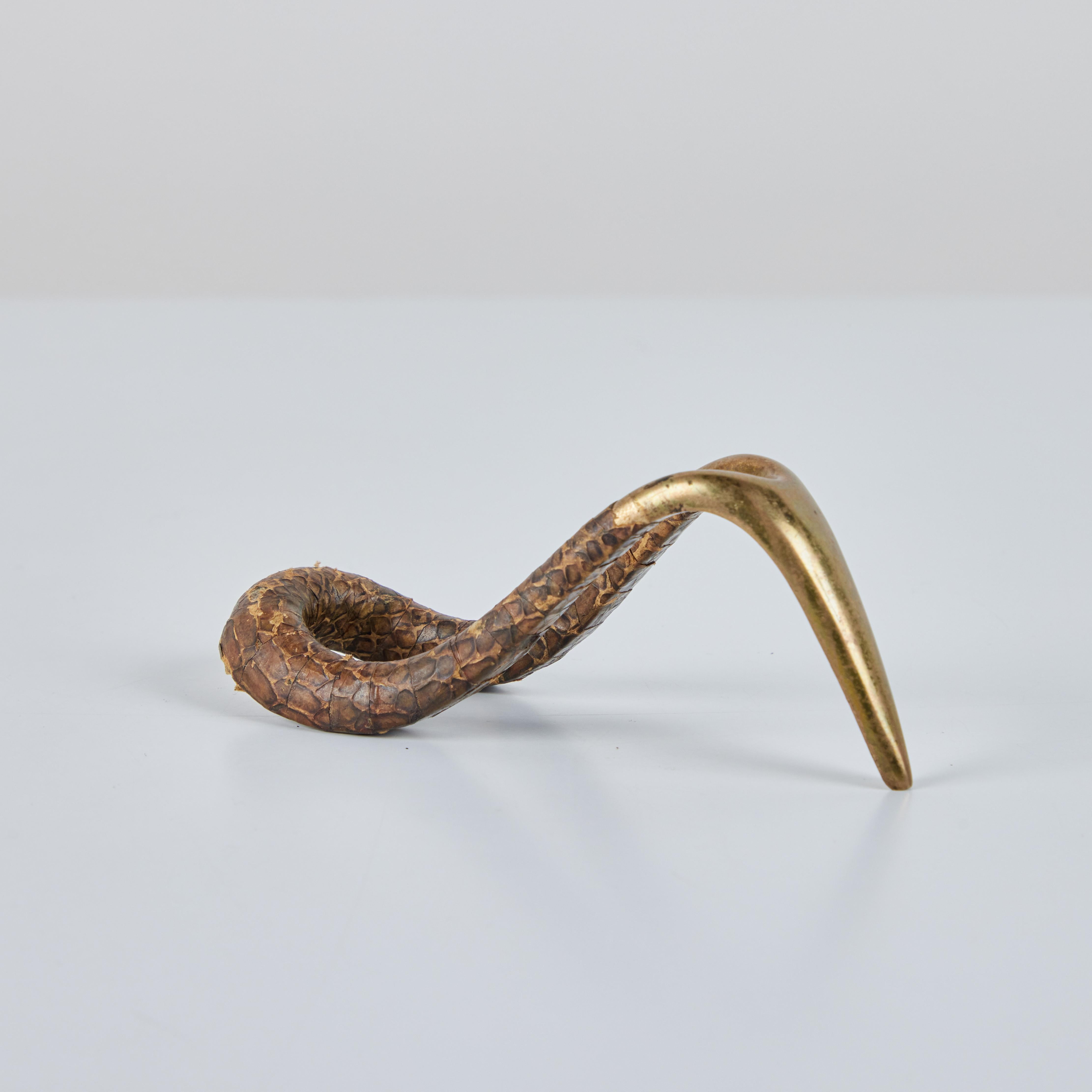 20th Century Carl Auböck Snakeskin Wrapped Brass Pipe Stand For Sale
